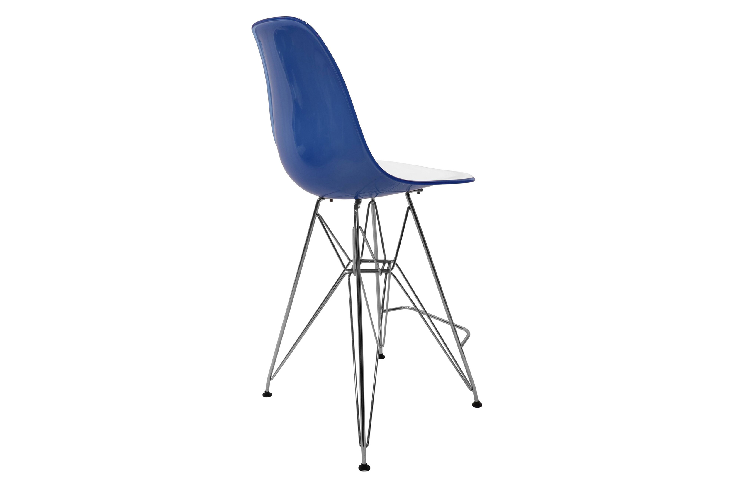 LeisureMod Cresco Modern Acrylic Barstool with Chrome Base and Footrest - White/Blue