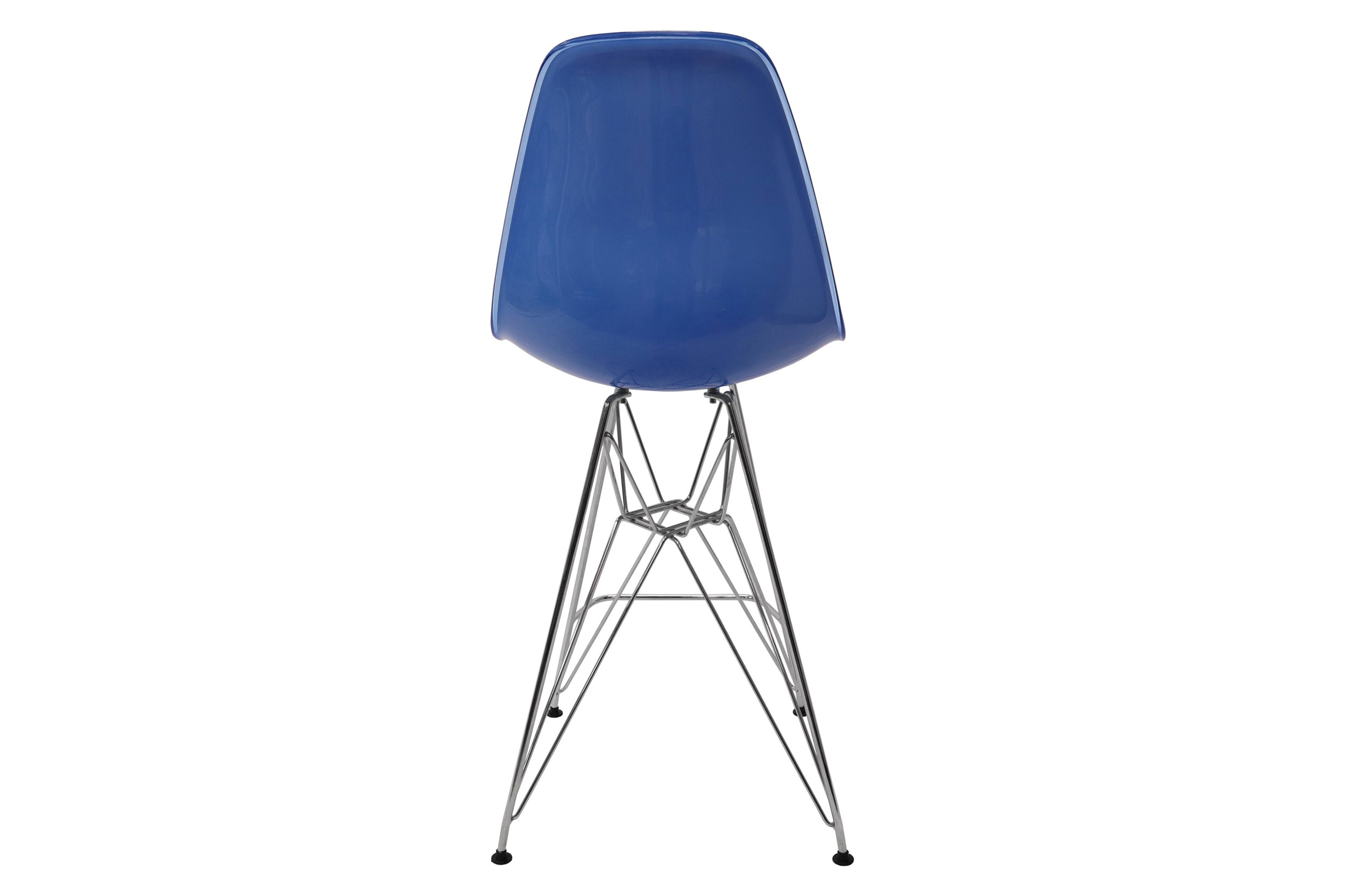 LeisureMod Cresco Modern Acrylic Barstool with Chrome Base and Footrest - White/Blue