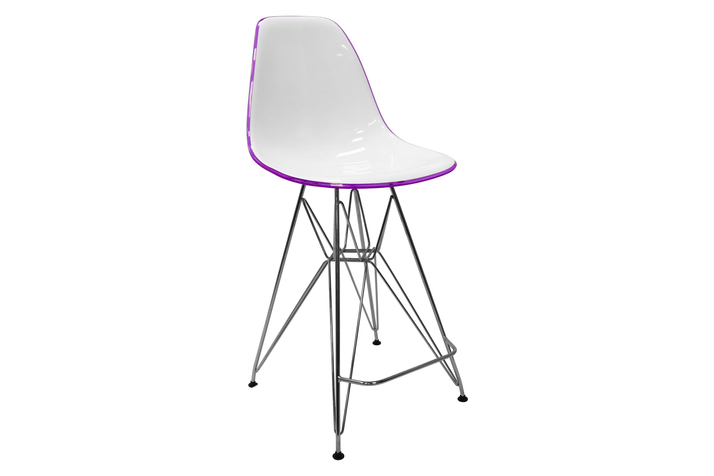 LeisureMod Cresco Modern Acrylic Barstool with Chrome Base and Footrest