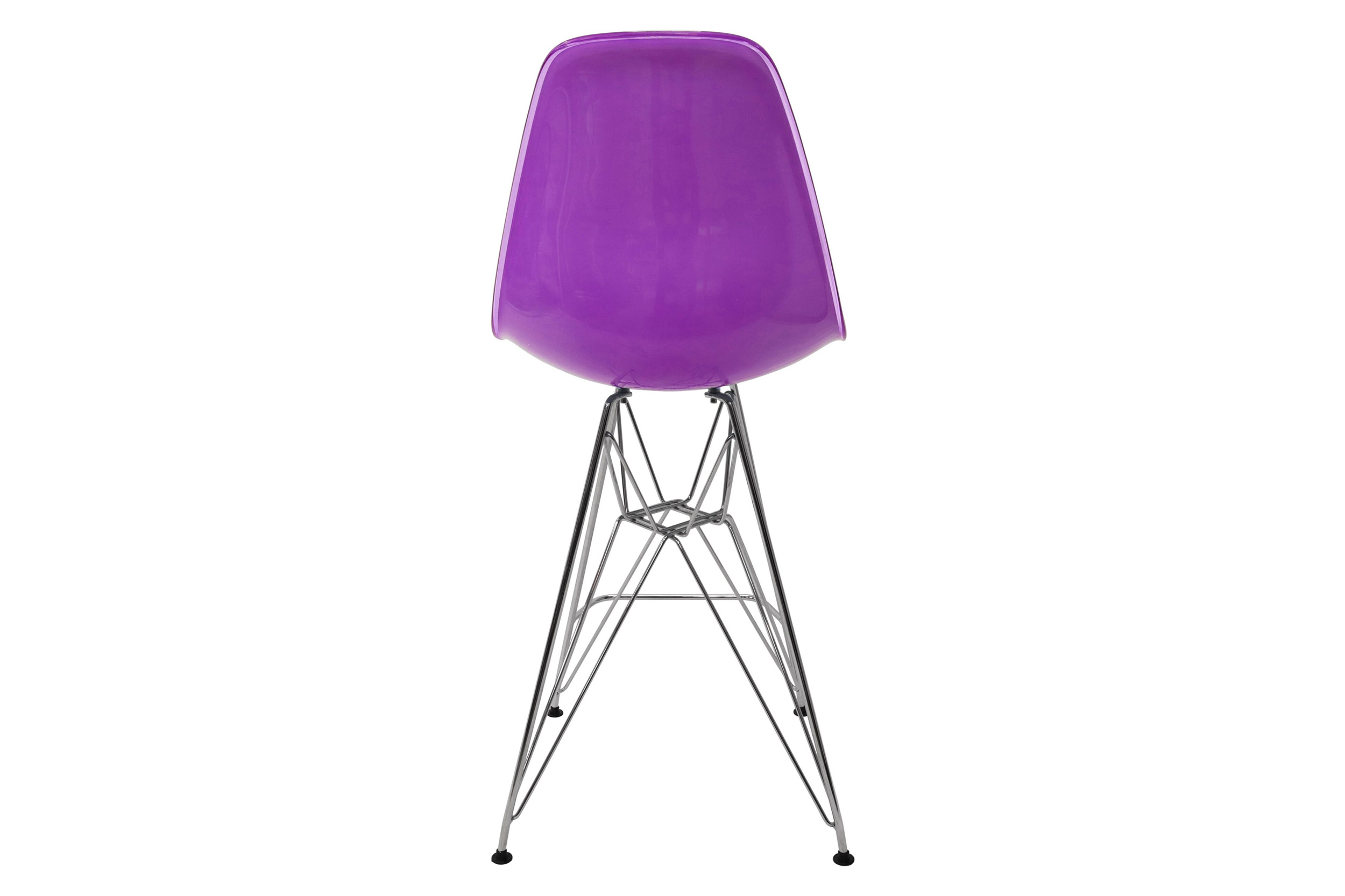 LeisureMod Cresco Modern Acrylic Barstool with Chrome Base and Footrest - White/Purple