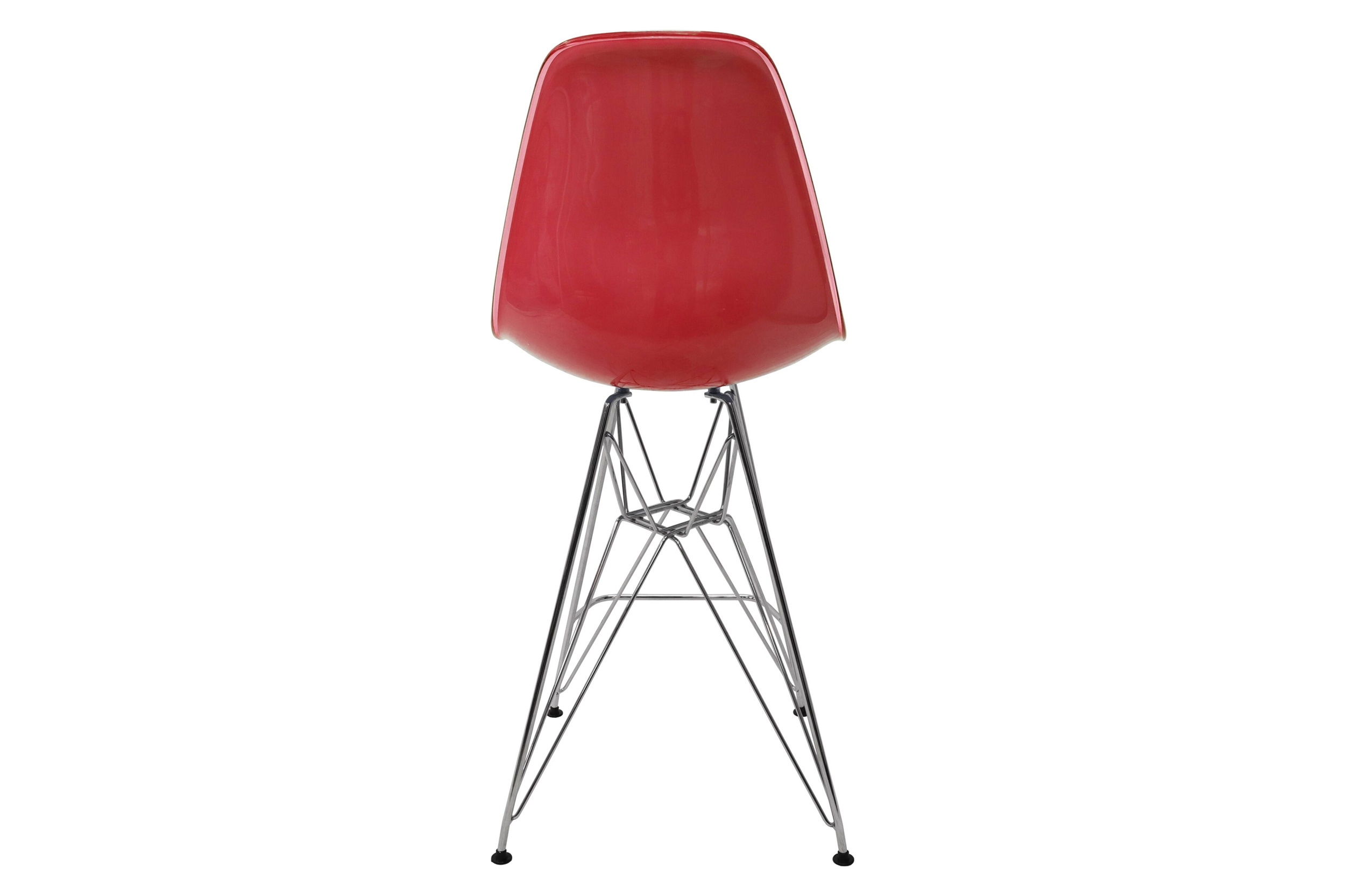 LeisureMod Cresco Modern Acrylic Barstool with Chrome Base and Footrest - White/Red