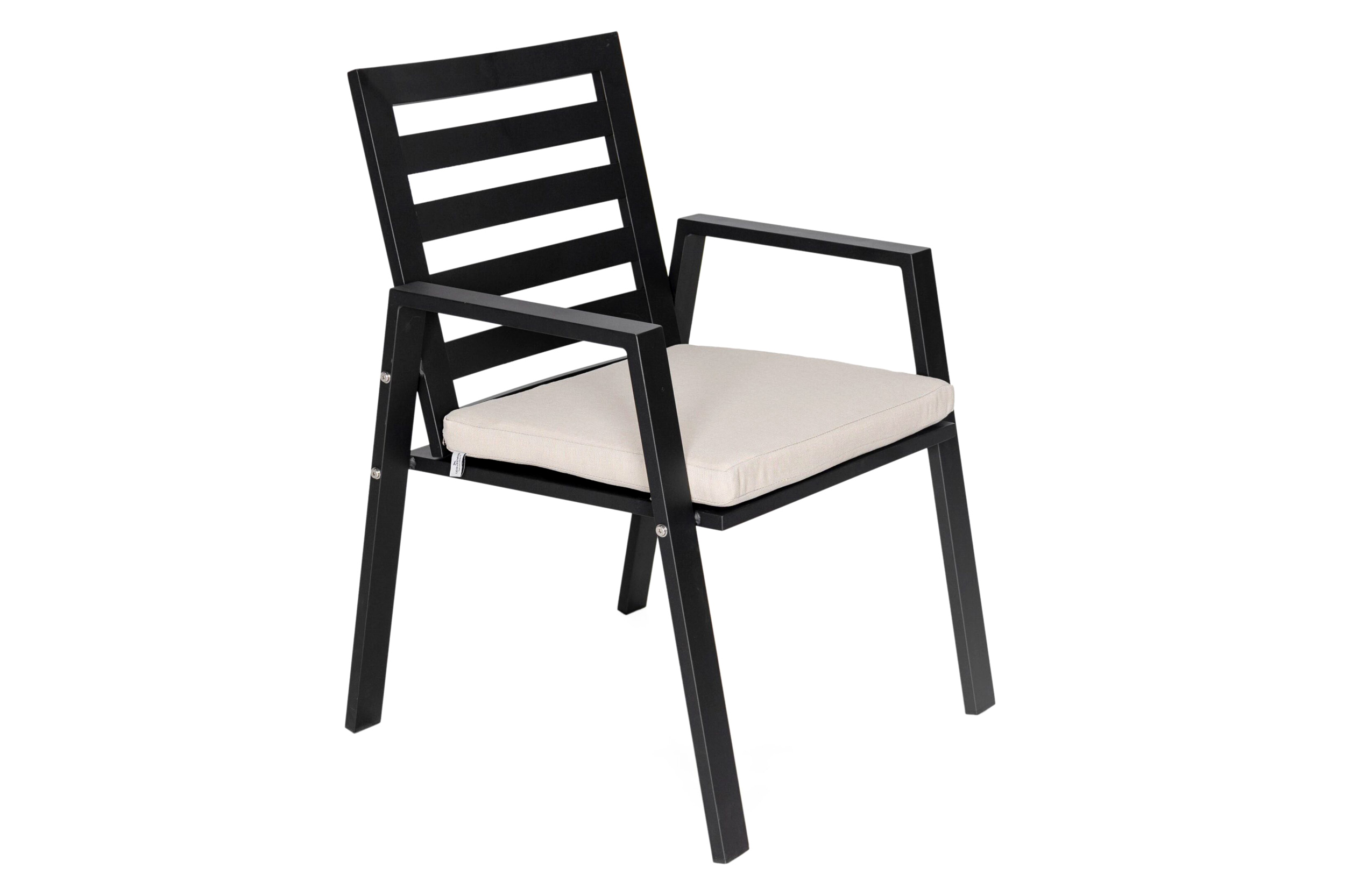 LeisureMod Chelsea Modern Patio Dining Armchair in Aluminum with Removable Cushions - Beige