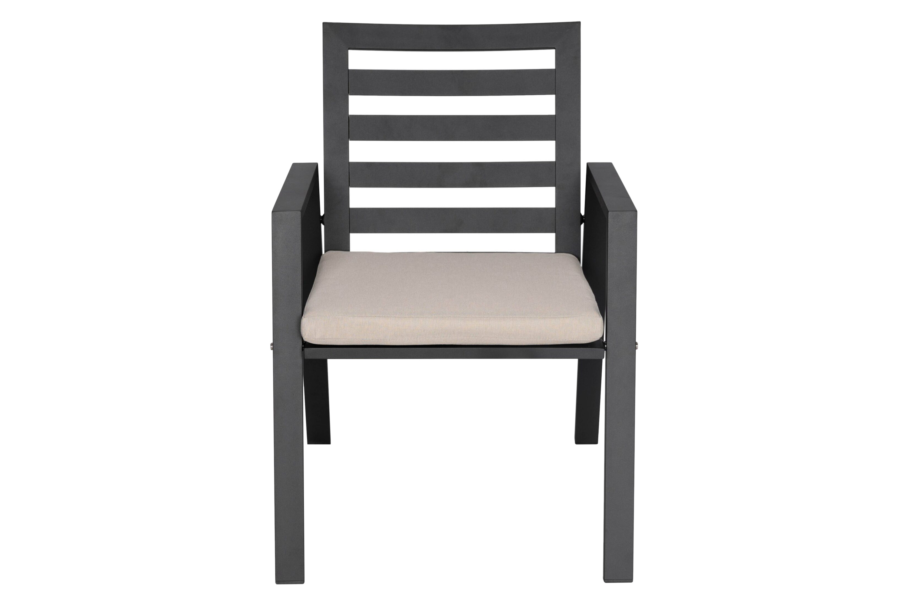 LeisureMod Chelsea Modern Patio Dining Armchair in Aluminum with Removable Cushions - Beige