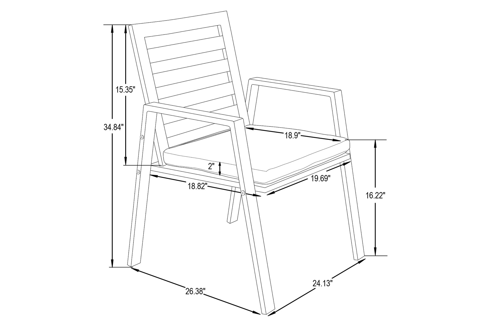 LeisureMod Chelsea Modern Patio Dining Armchair in Aluminum with Removable Cushions - Beige