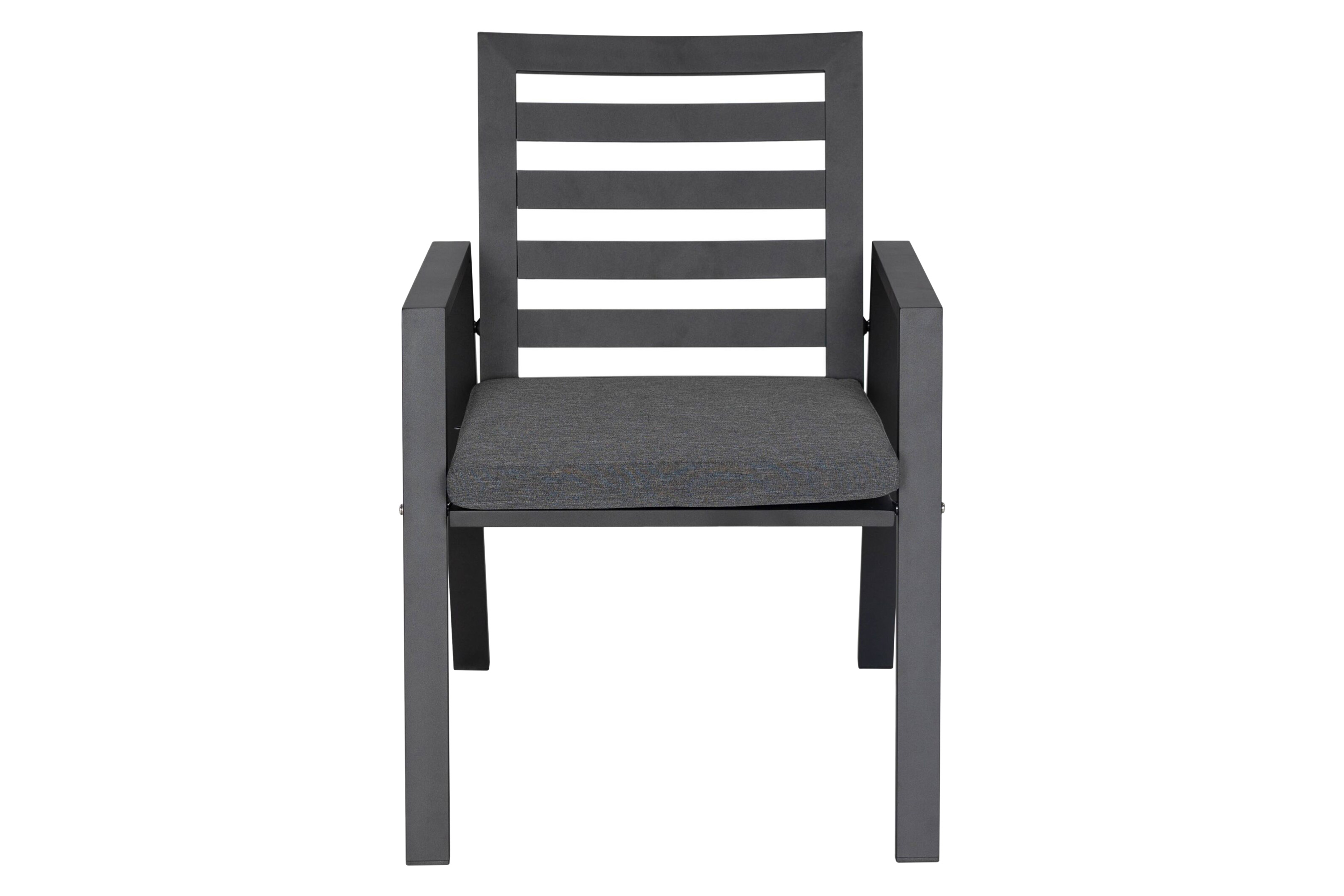 LeisureMod Chelsea Modern Patio Dining Armchair in Aluminum with Removable Cushions - Black