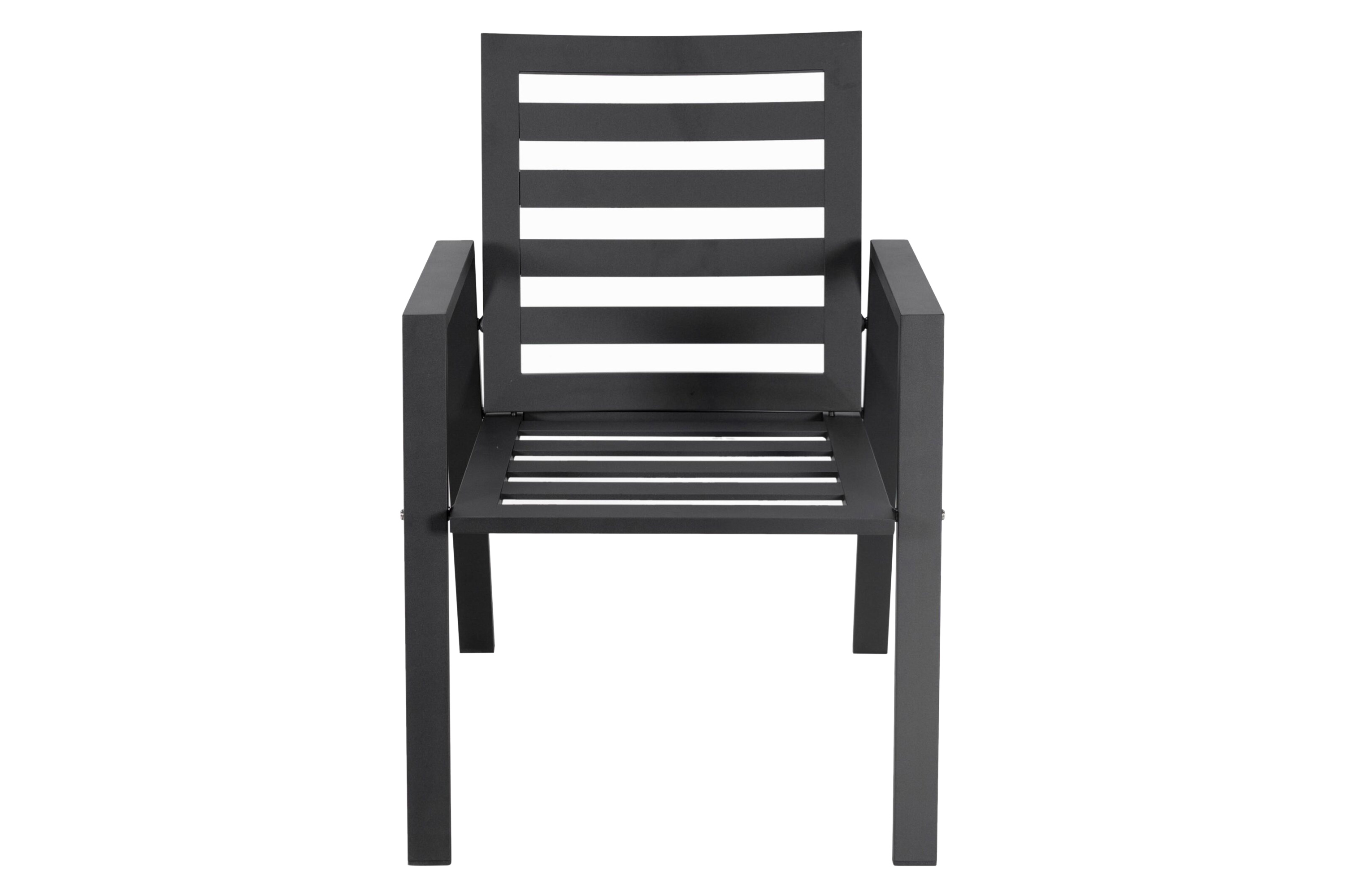 LeisureMod Chelsea Modern Patio Dining Armchair in Aluminum with Removable Cushions - Black