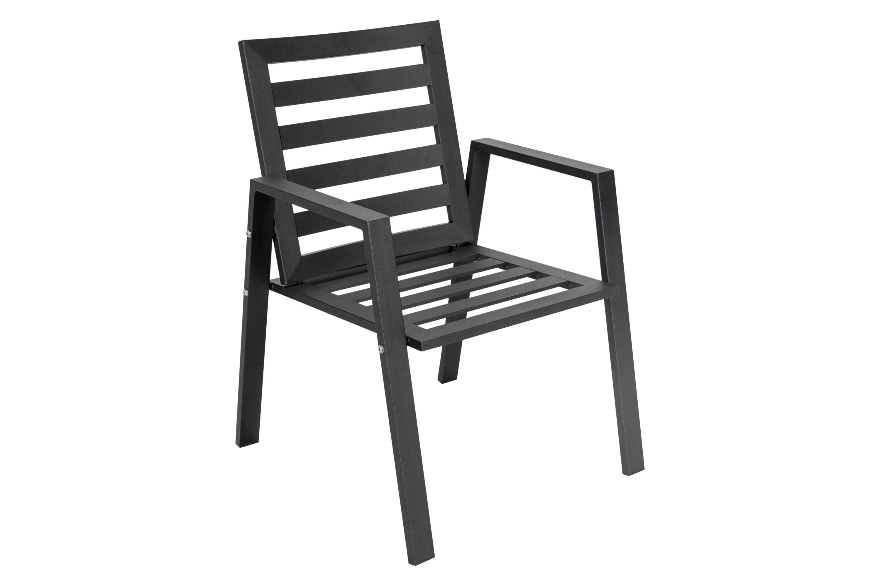 LeisureMod Chelsea Modern Patio Dining Armchair in Aluminum with Removable Cushions - Black