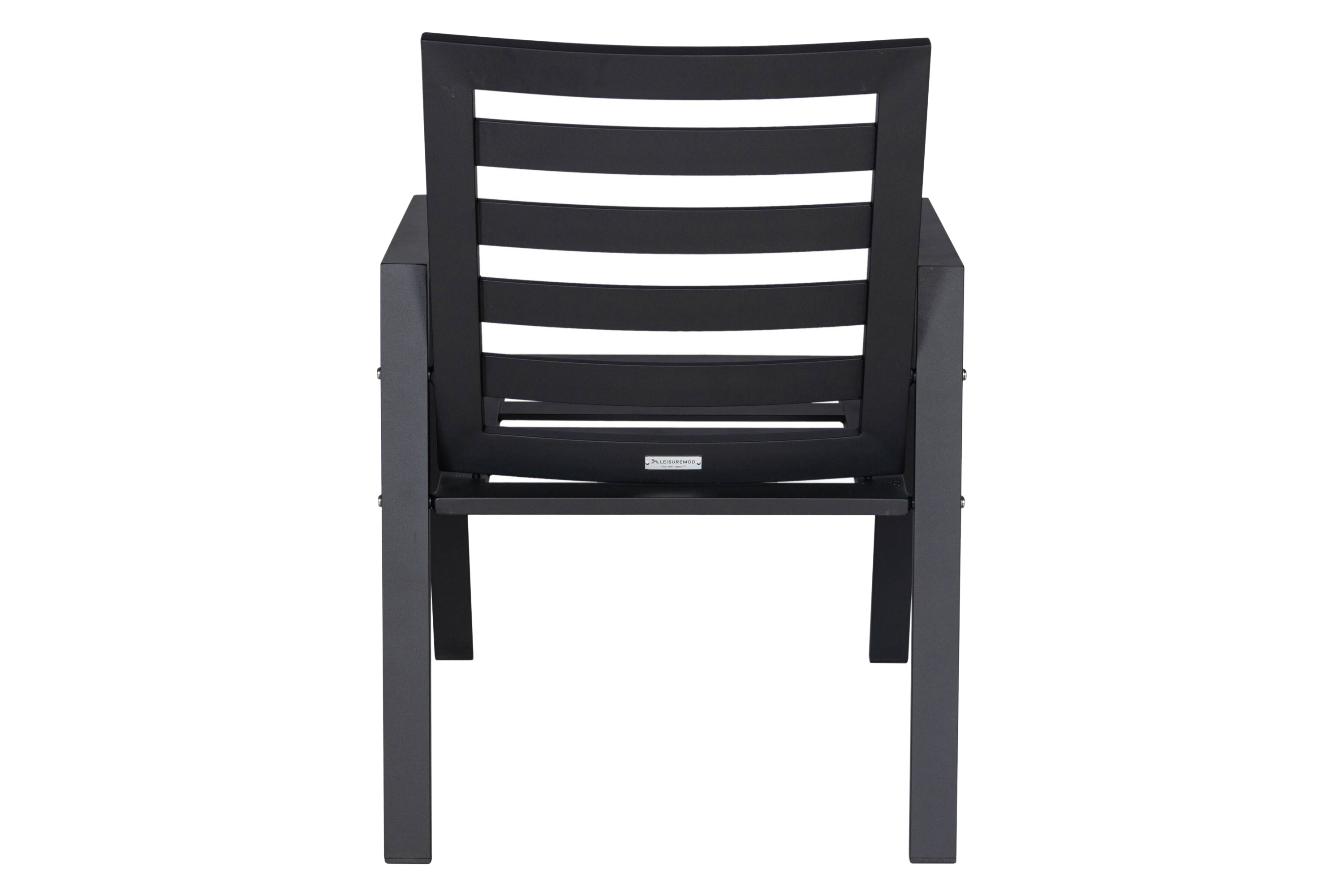 LeisureMod Chelsea Modern Patio Dining Armchair in Aluminum with Removable Cushions - Black