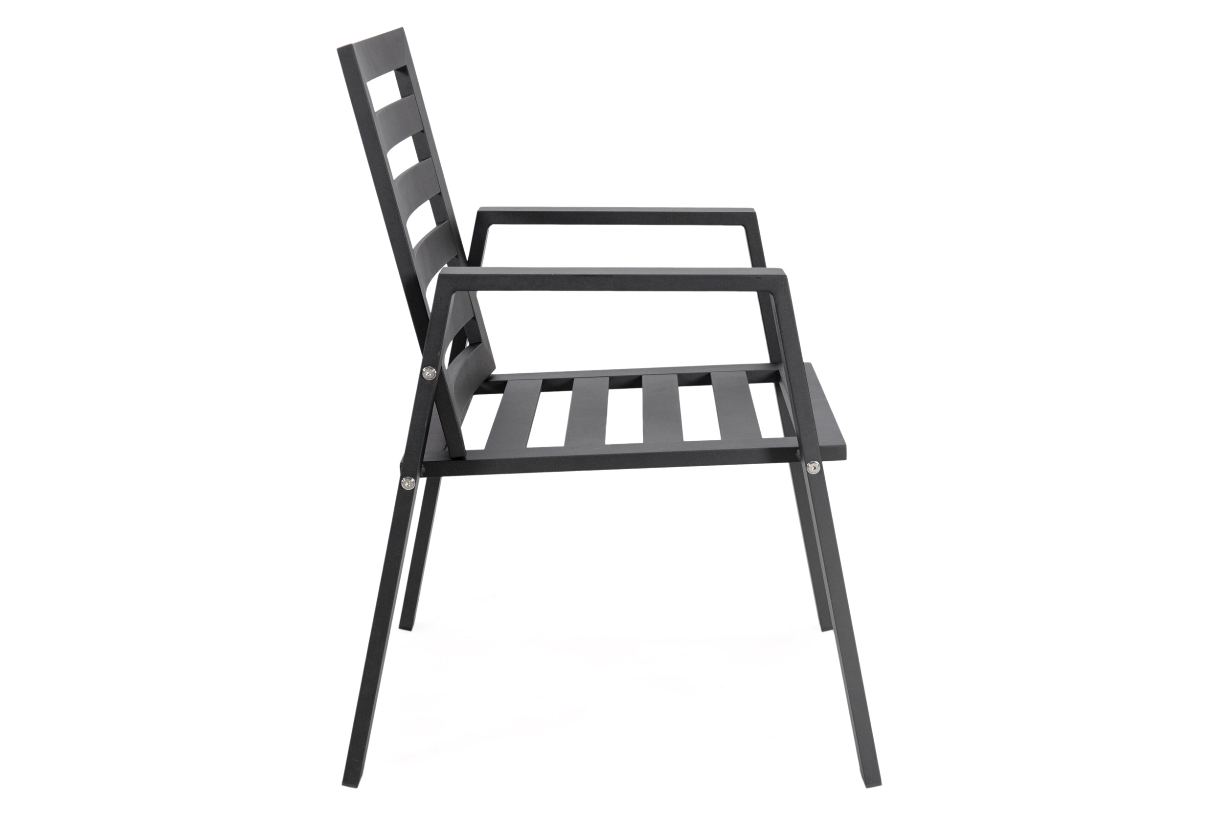 LeisureMod Chelsea Modern Patio Dining Armchair in Aluminum with Removable Cushions - Black