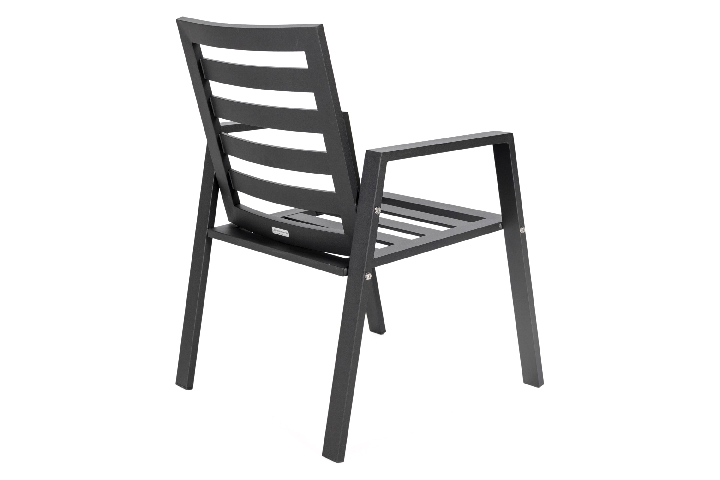 LeisureMod Chelsea Modern Patio Dining Armchair in Aluminum with Removable Cushions - Black