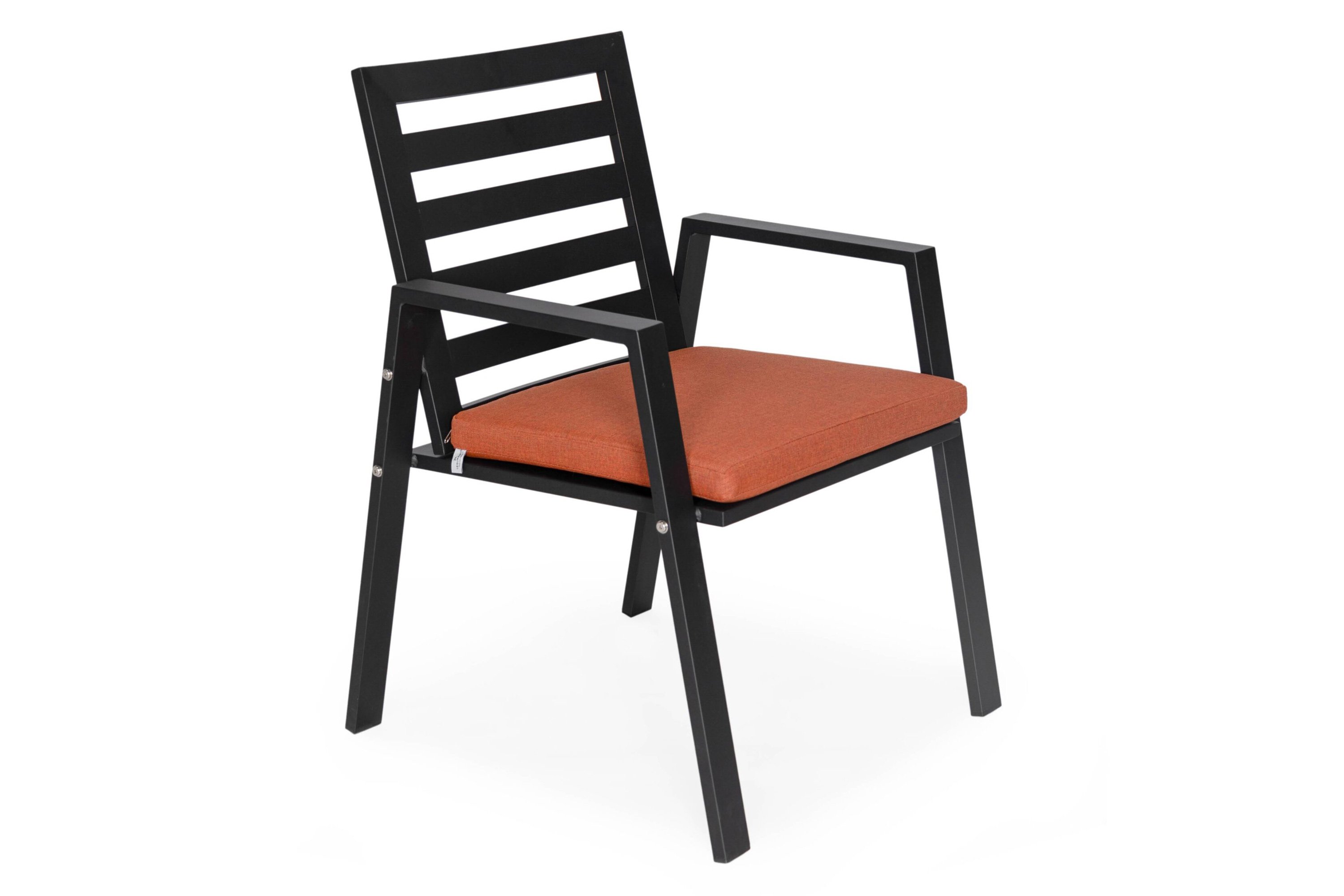 LeisureMod Chelsea Modern Patio Dining Armchair in Aluminum with Removable Cushions - Orange