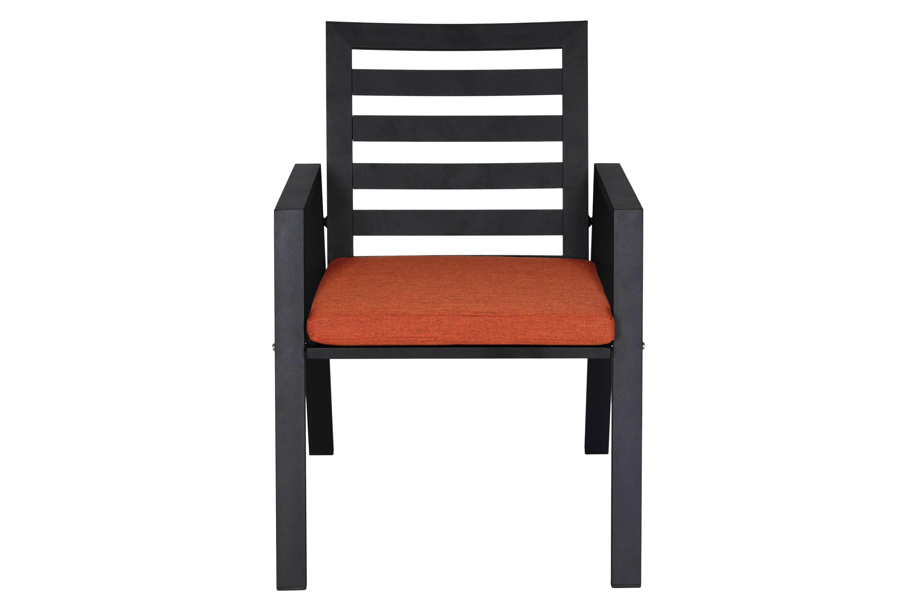 LeisureMod Chelsea Modern Patio Dining Armchair in Aluminum with Removable Cushions - Orange