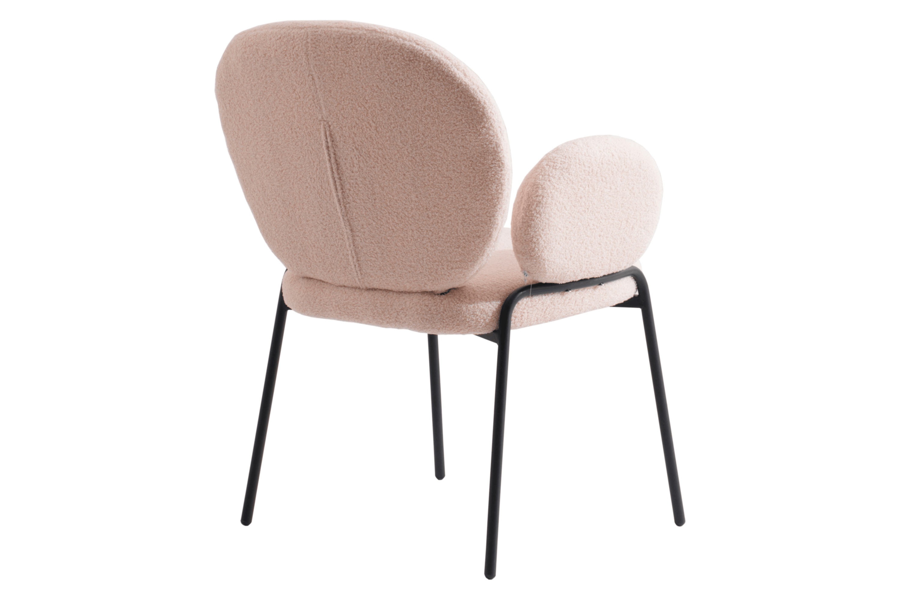 LeisureMod Celestial Modern Boucle Dining Chair with Black Powder-Coated Iron Frame - Beige