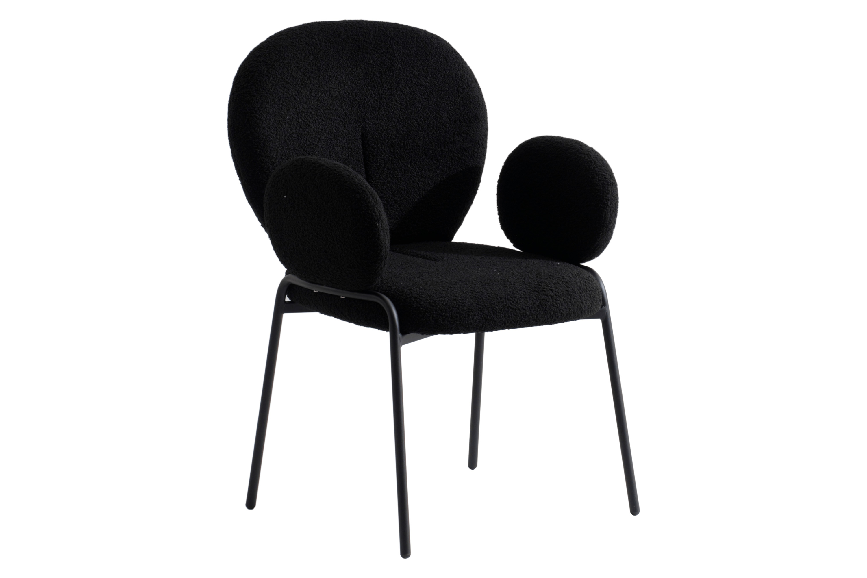 LeisureMod Celestial Modern Boucle Dining Chair with Black Powder-Coated Iron Frame