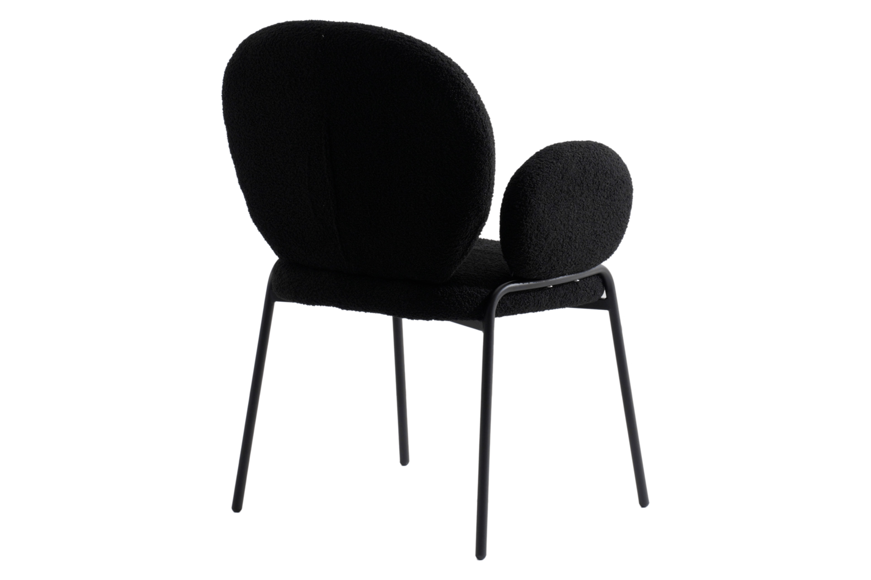 LeisureMod Celestial Modern Boucle Dining Chair with Black Powder-Coated Iron Frame - Black