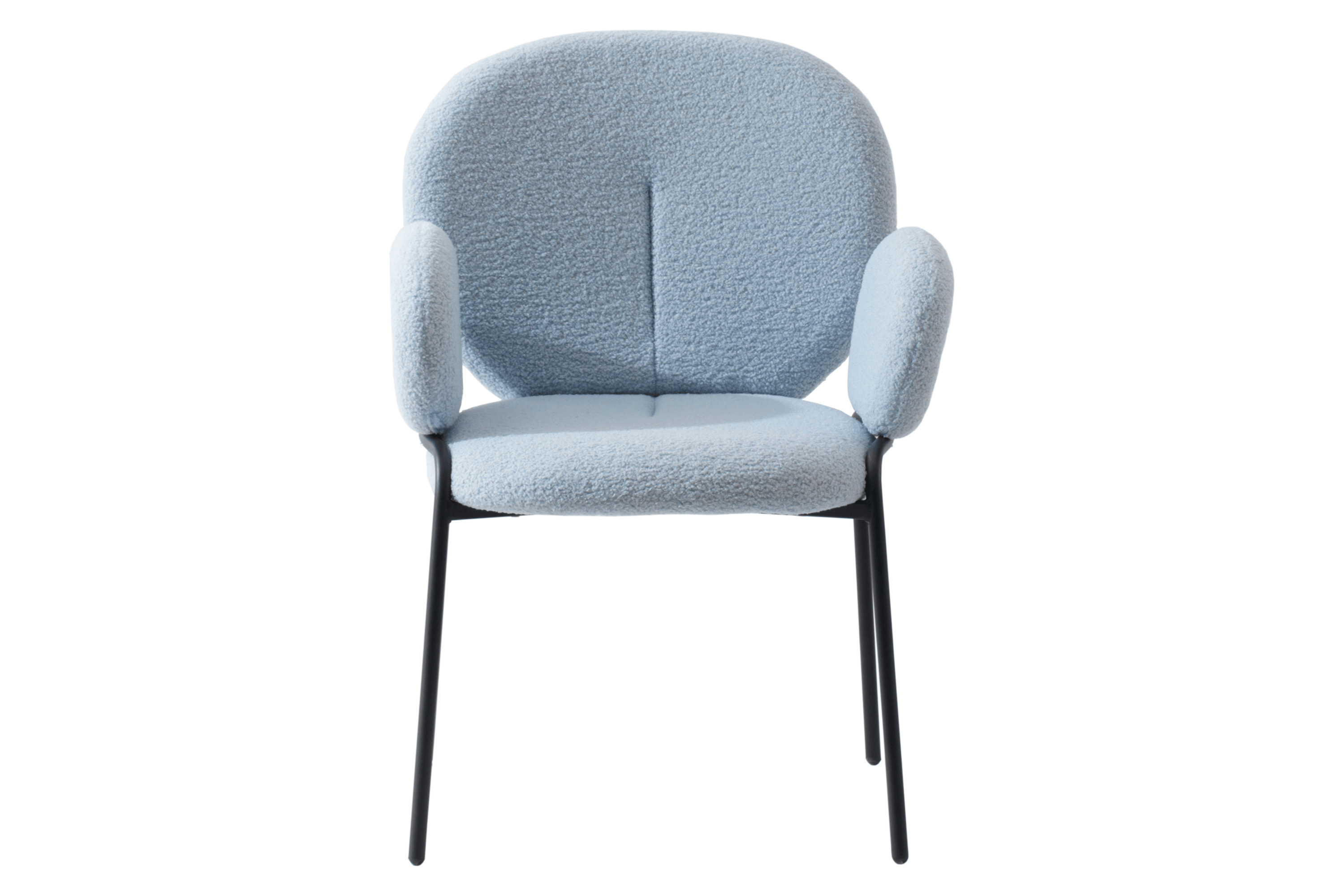 LeisureMod Celestial Modern Boucle Dining Chair with Black Powder-Coated Iron Frame - Blue