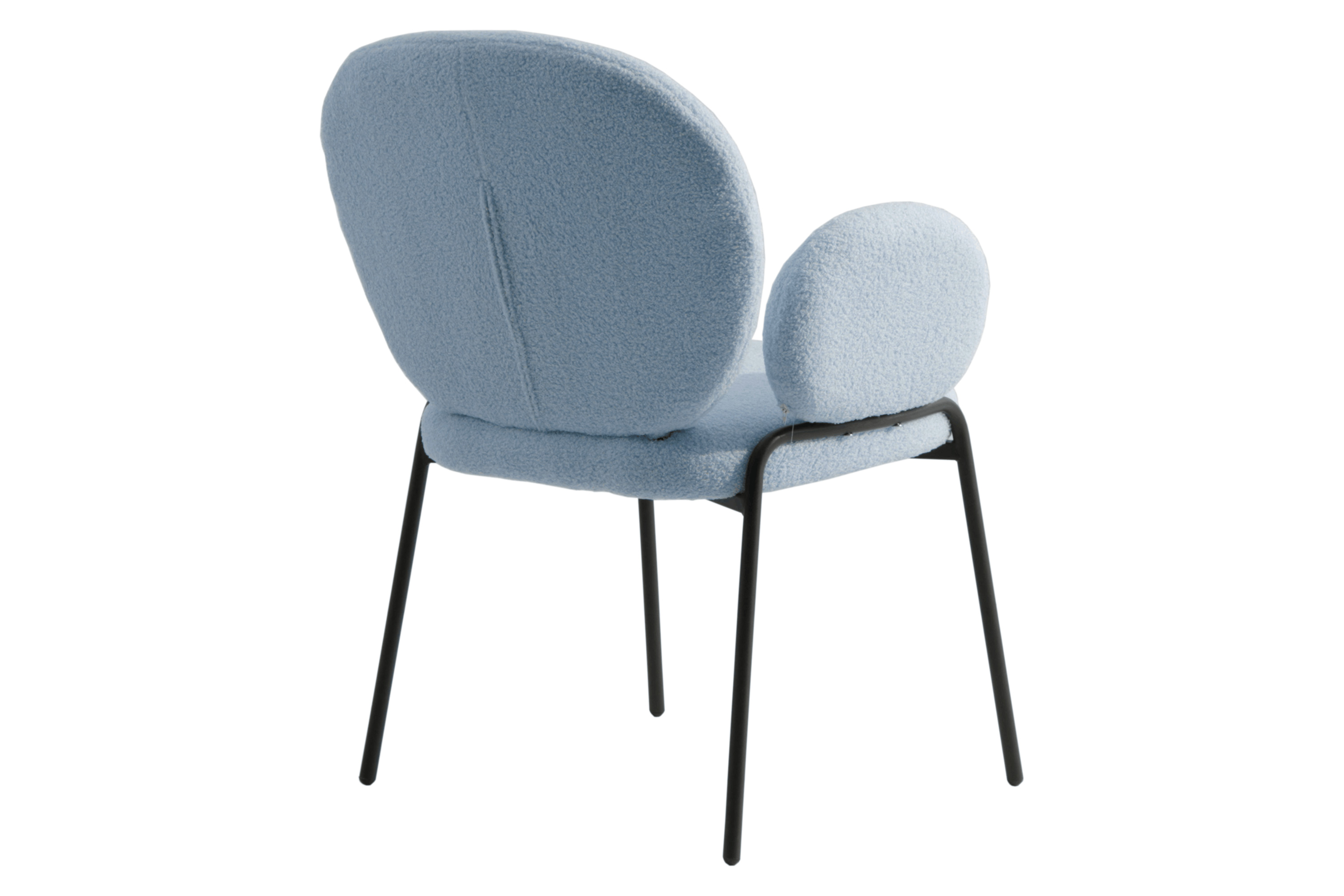 LeisureMod Celestial Modern Boucle Dining Chair with Black Powder-Coated Iron Frame - Blue