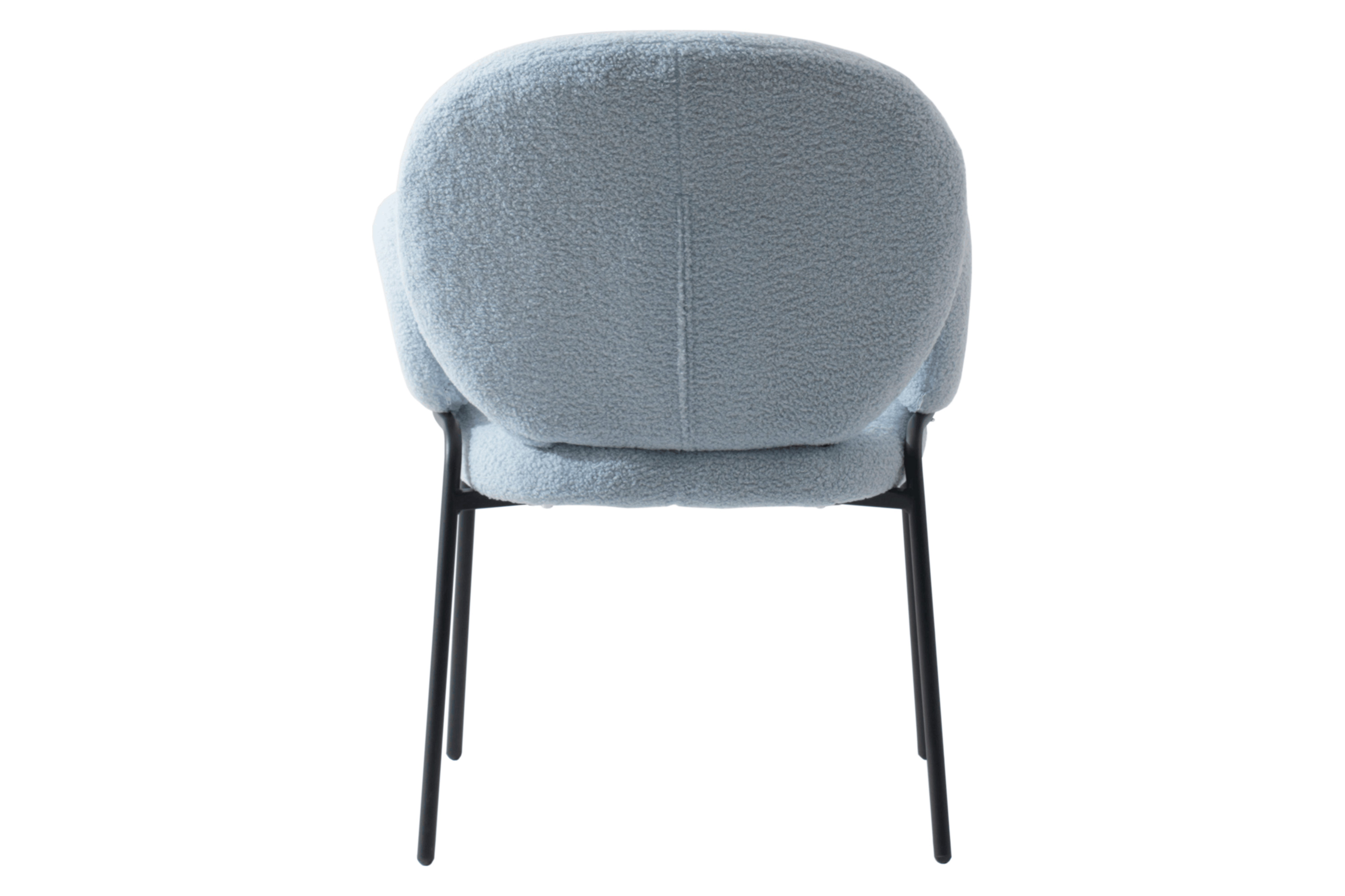 LeisureMod Celestial Modern Boucle Dining Chair with Black Powder-Coated Iron Frame - Blue