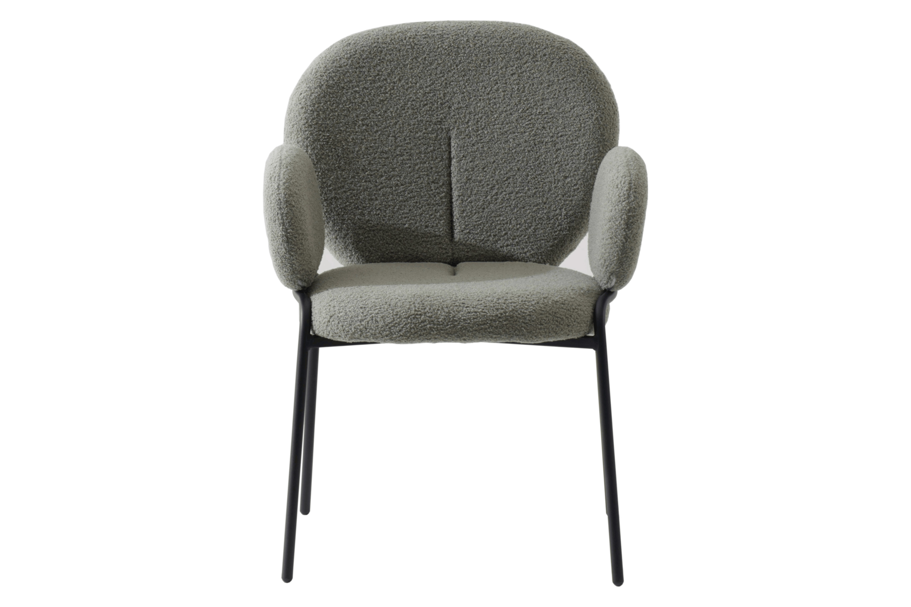 LeisureMod Celestial Modern Boucle Dining Chair with Black Powder-Coated Iron Frame - Green