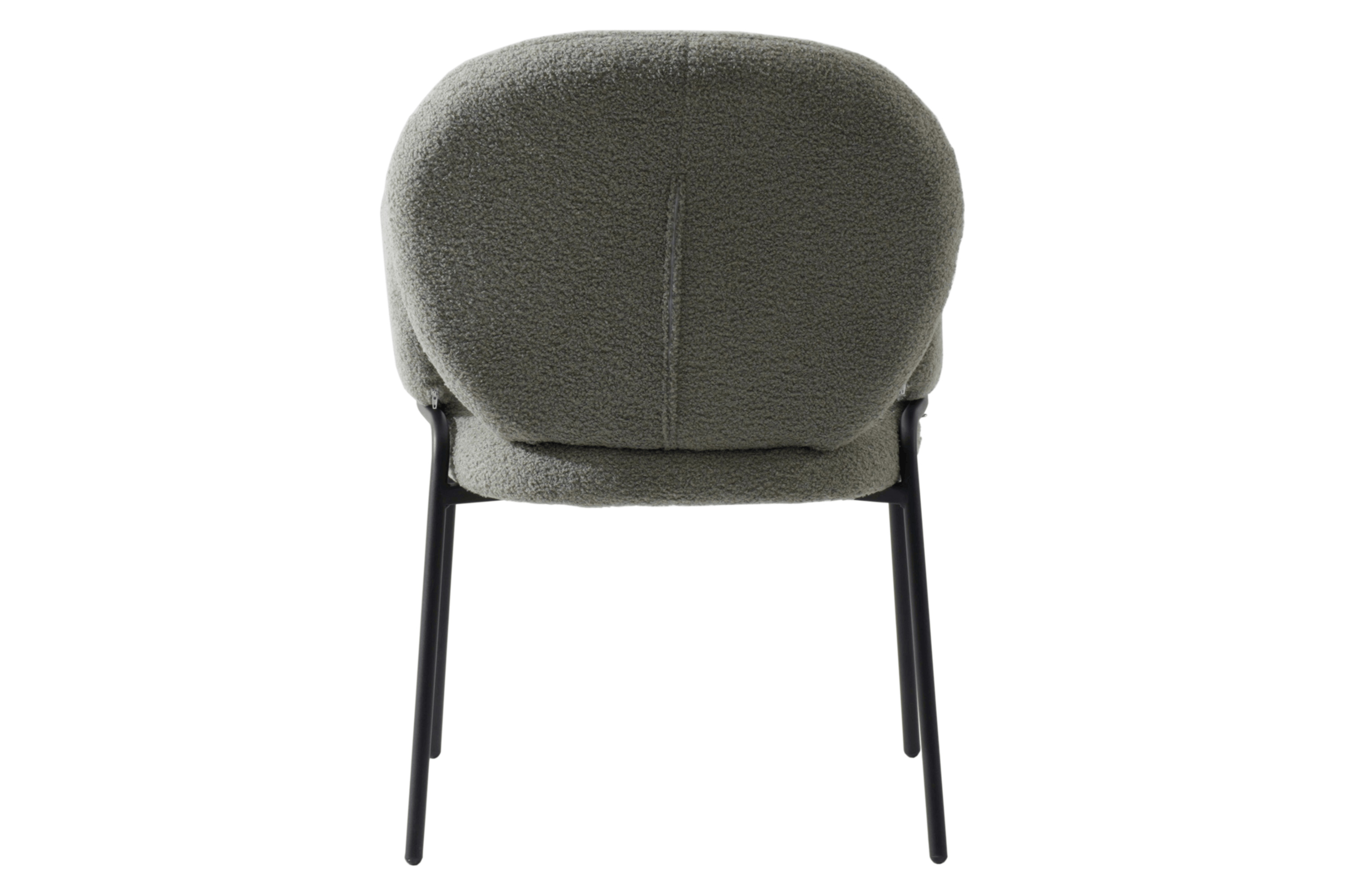 LeisureMod Celestial Modern Boucle Dining Chair with Black Powder-Coated Iron Frame - Green