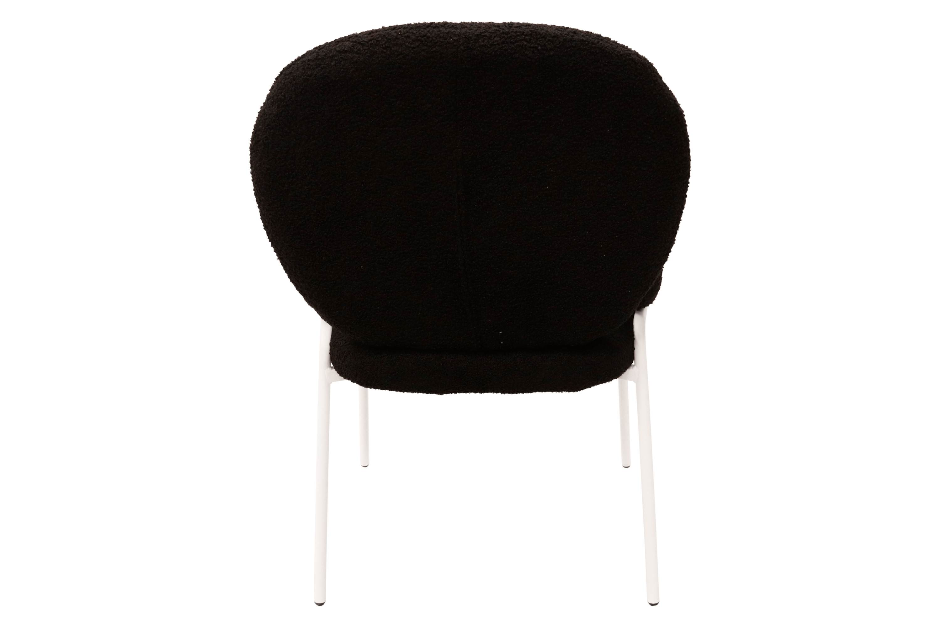 LeisureMod Celestial Boucle Dining Chair with White Powder-Coated Iron Frame - Black