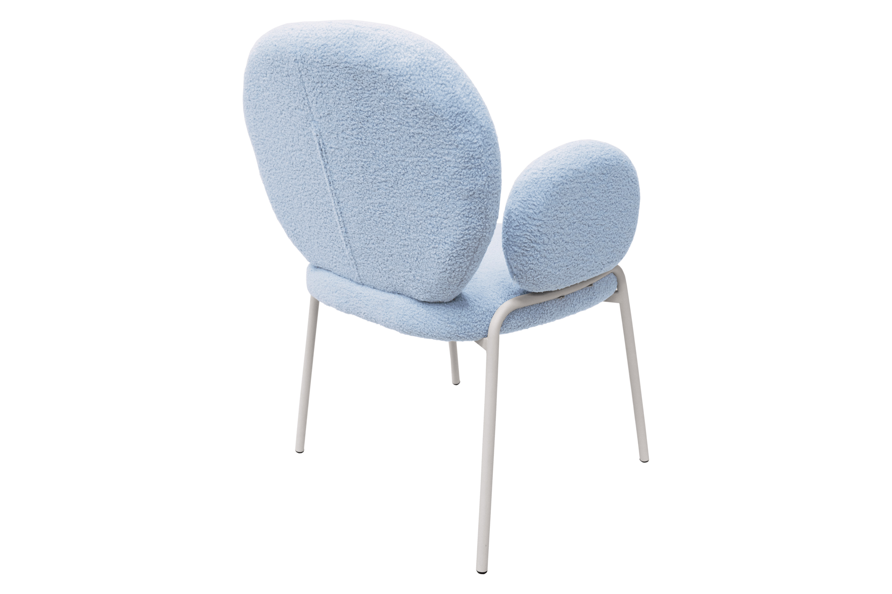 LeisureMod Celestial Boucle Dining Chair with White Powder-Coated Iron Frame - Blue