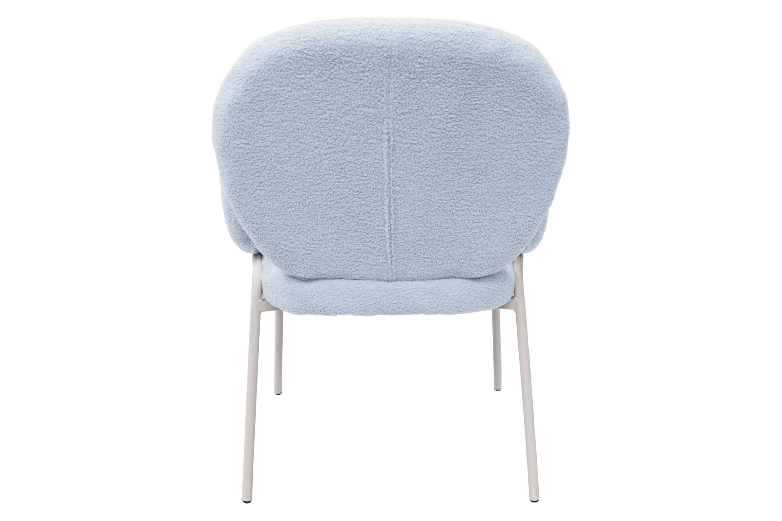 LeisureMod Celestial Boucle Dining Chair with White Powder-Coated Iron Frame - Blue