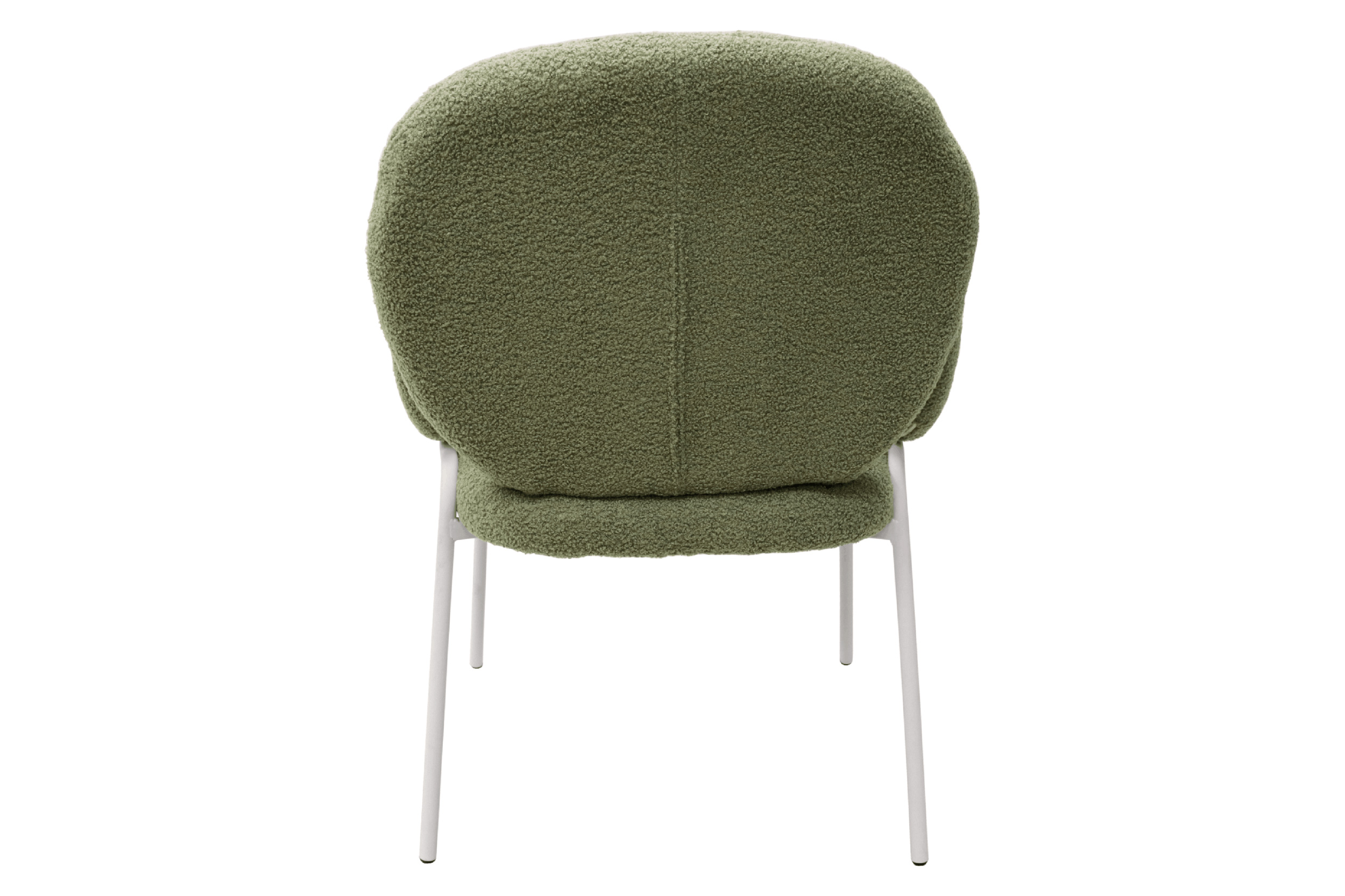 LeisureMod Celestial Boucle Dining Chair with White Powder-Coated Iron Frame - Green