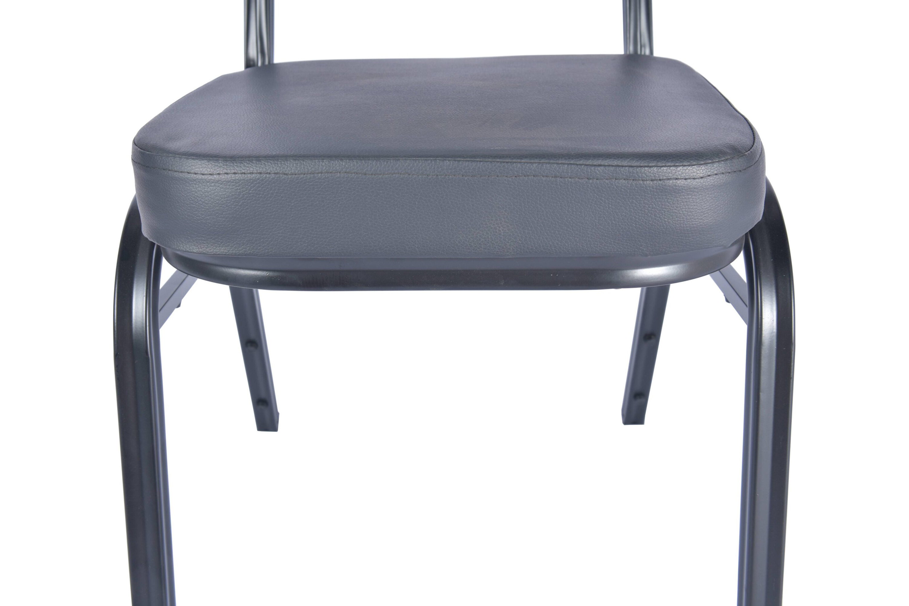 LeisureMod - Cove Mid-Century Modern Stackable Banquet Chair with Black Powder Coated Steel Frame in Black