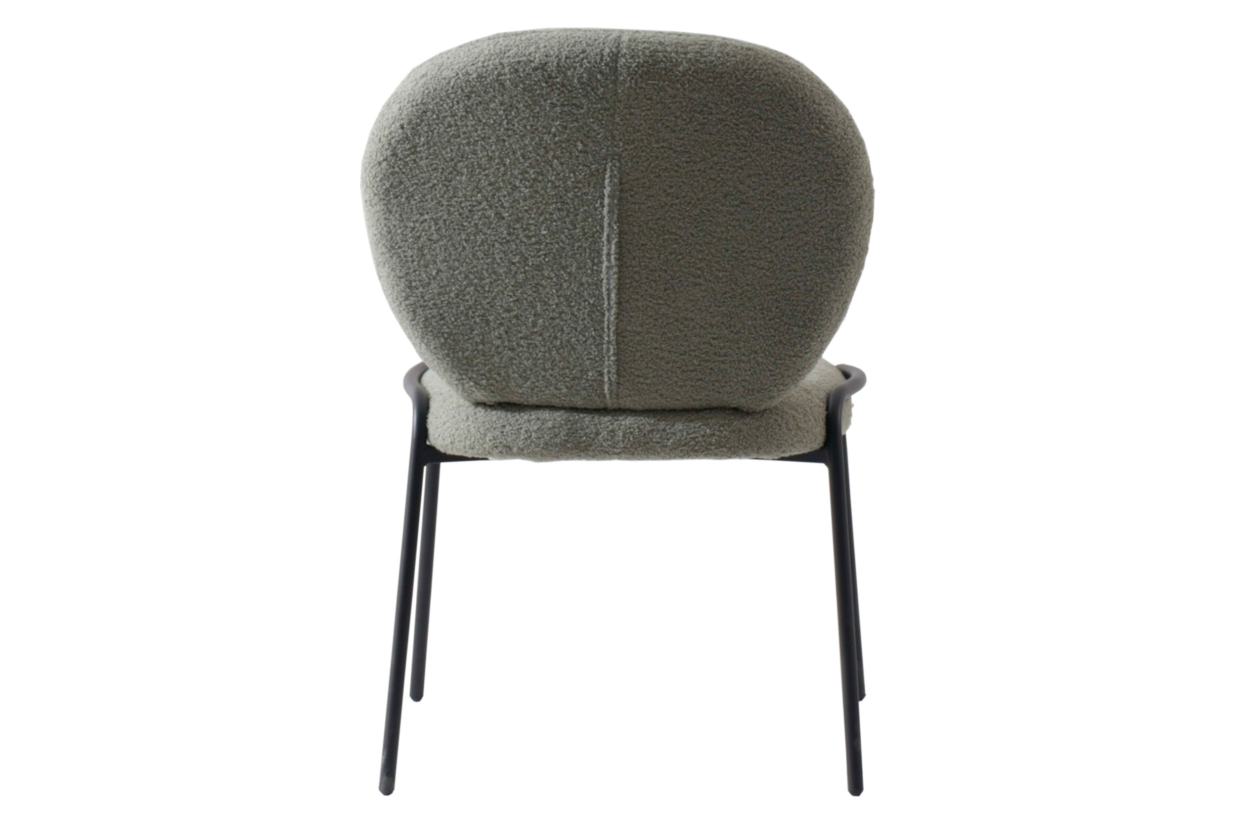 LeisureMod Celestial Mid-Century Modern Boucle Dining Side Chair with Black Powder Coated Iron Frame - Green