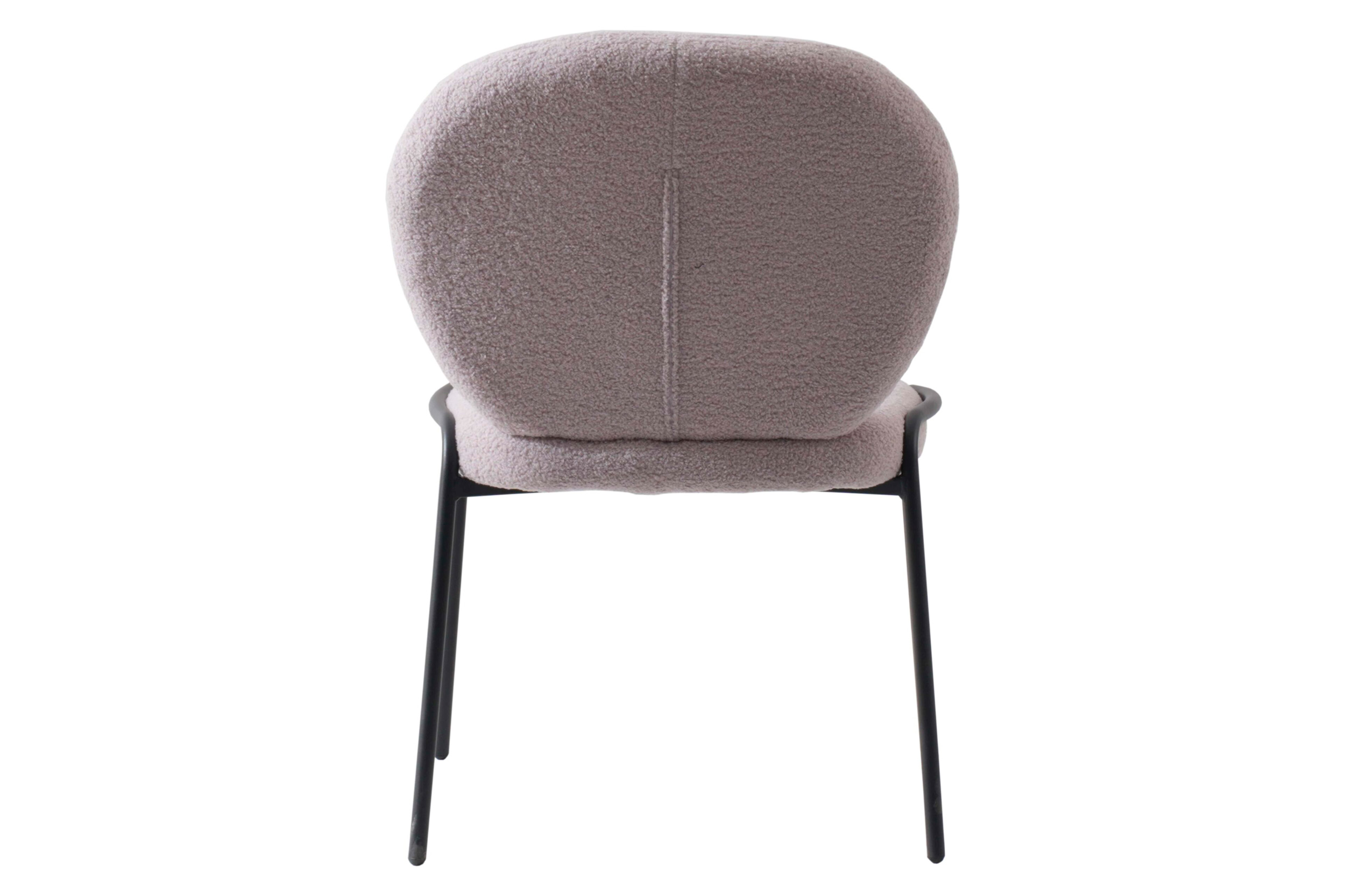 LeisureMod Celestial Mid-Century Modern Boucle Dining Side Chair with Black Powder Coated Iron Frame - Gray