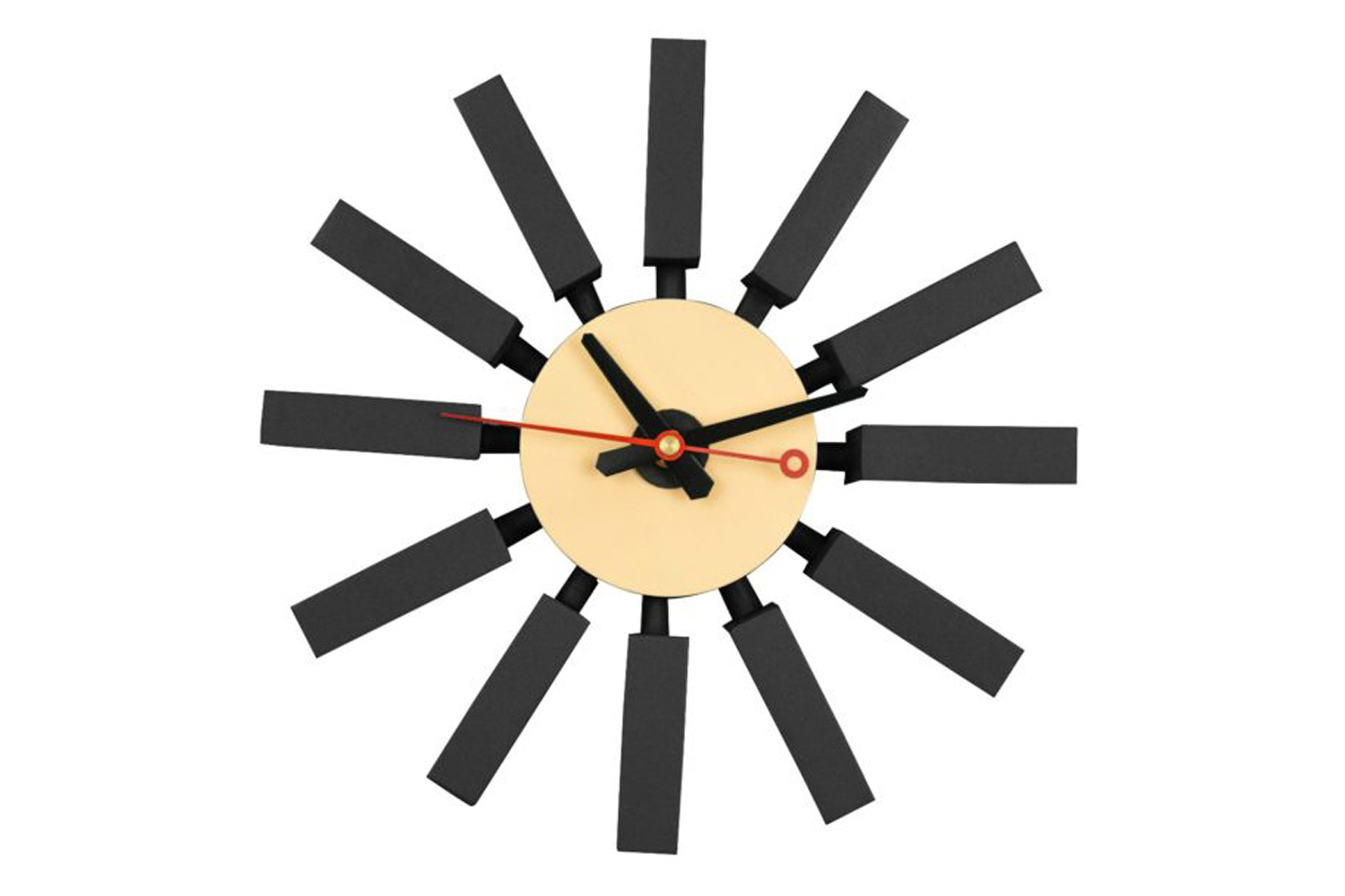 LeisureMod Vdara Modern Design Block Silent Non-Ticking Wall Clock - Black