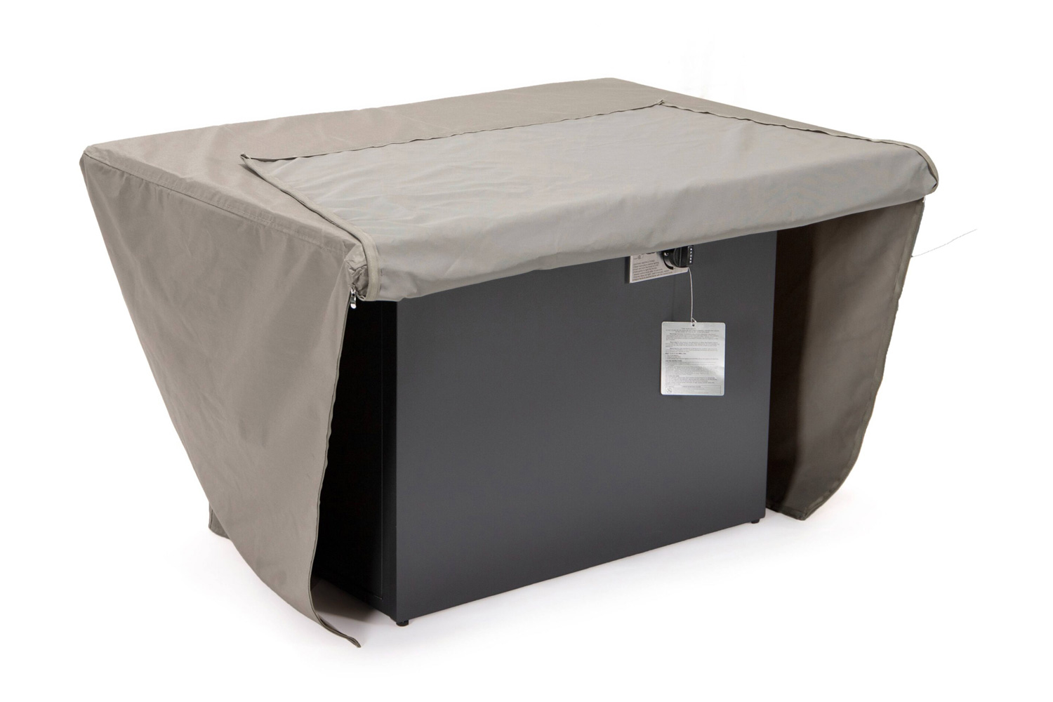 LeisureMod - Chelsea Waterproof Fabric Rectangle Fire Pit Table Cover in Taupe