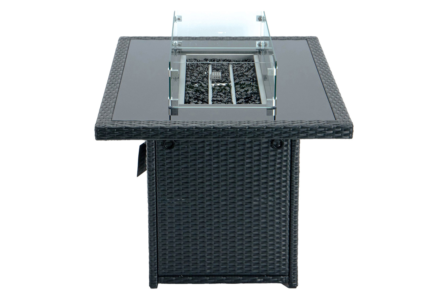 LeisureMod Mace Patio Modern Wicker Propane Fire Pit Table - Black