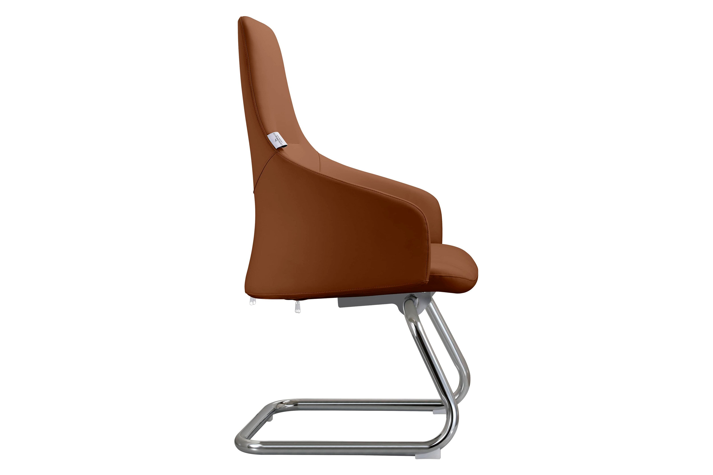 LeisureMod Celeste Modern Leather Conference Office Chair with Upholstered Seat and Armrest - Dark Brown