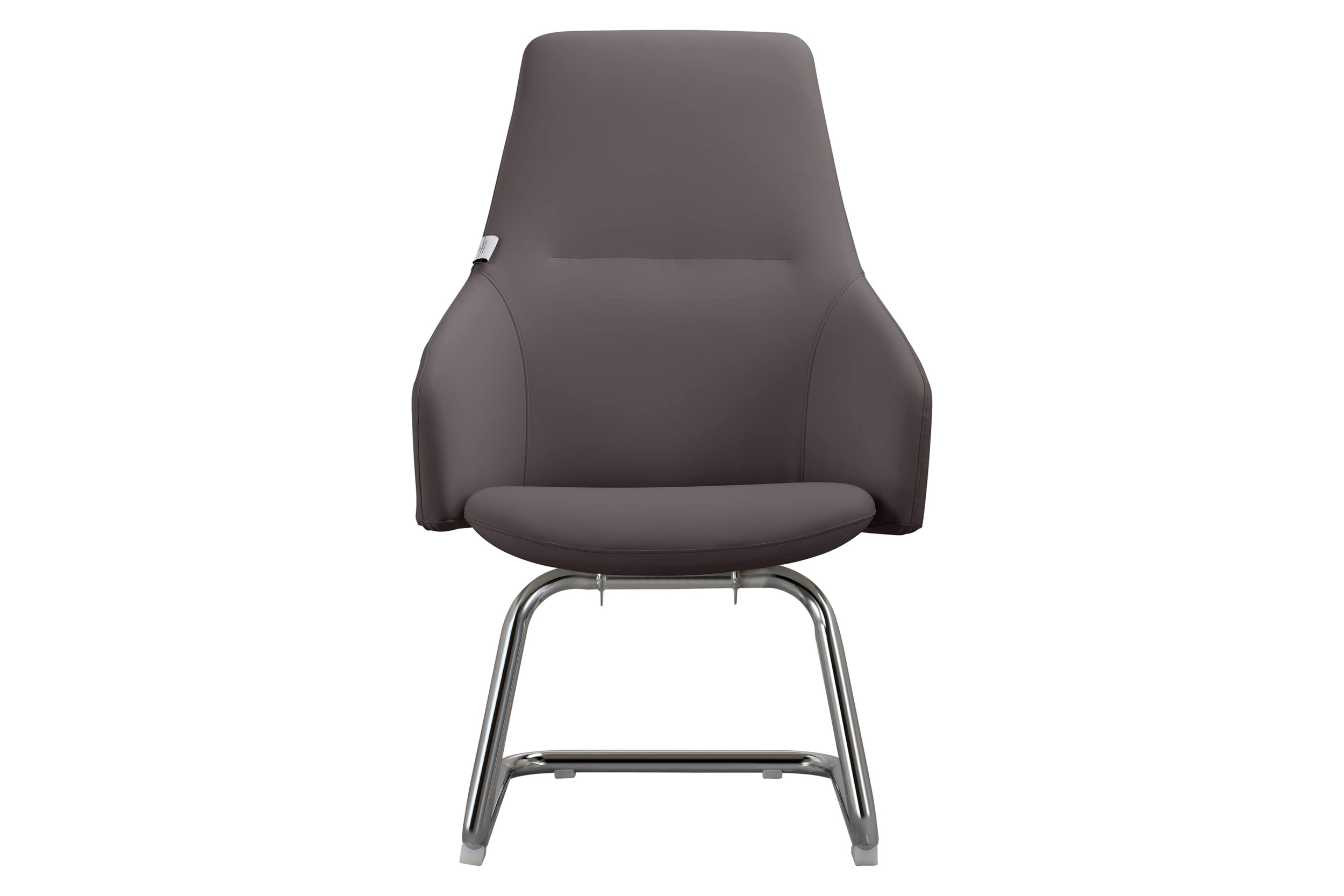 LeisureMod Celeste Modern Leather Conference Office Chair with Upholstered Seat and Armrest - Gray