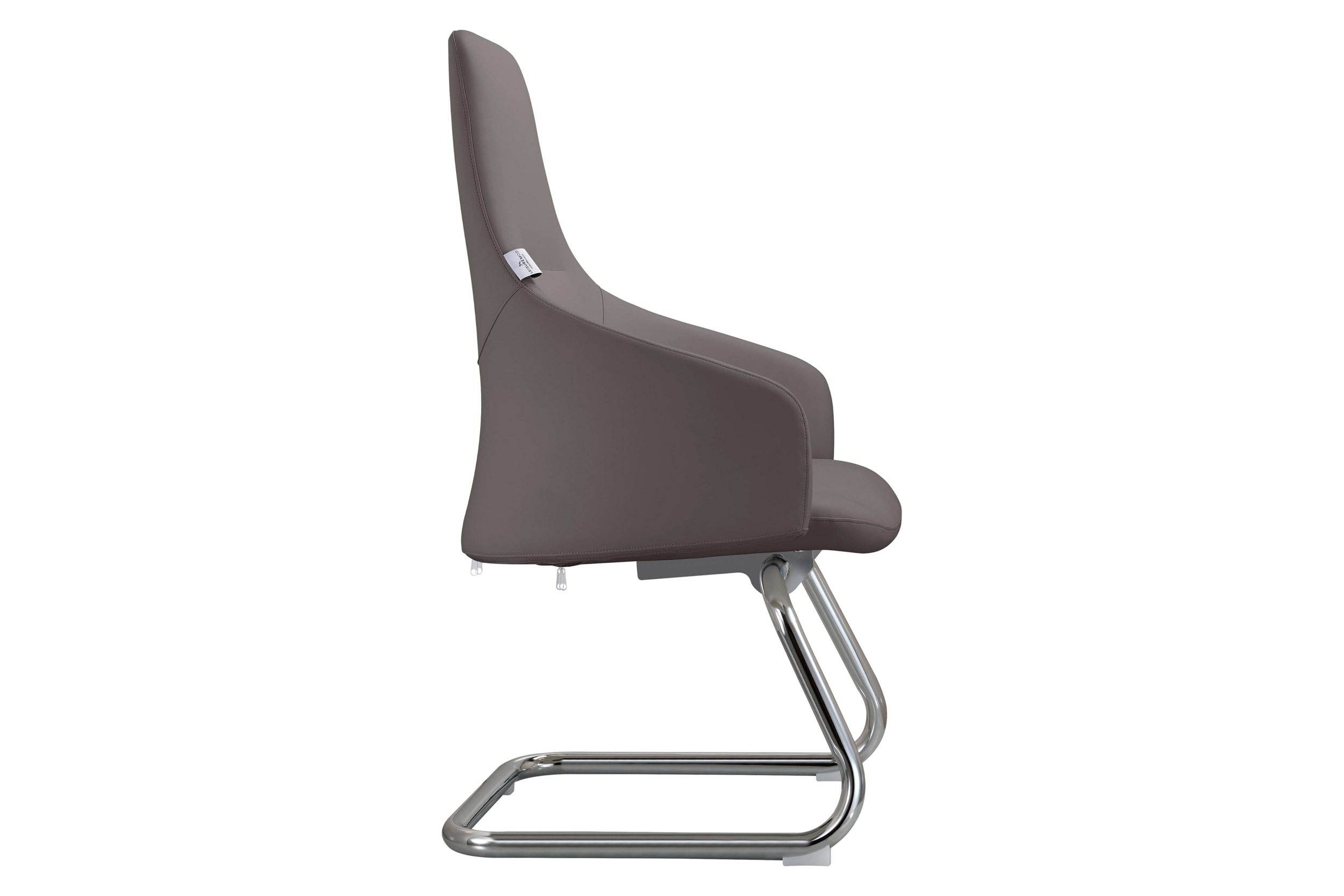 LeisureMod Celeste Modern Leather Conference Office Chair with Upholstered Seat and Armrest - Gray