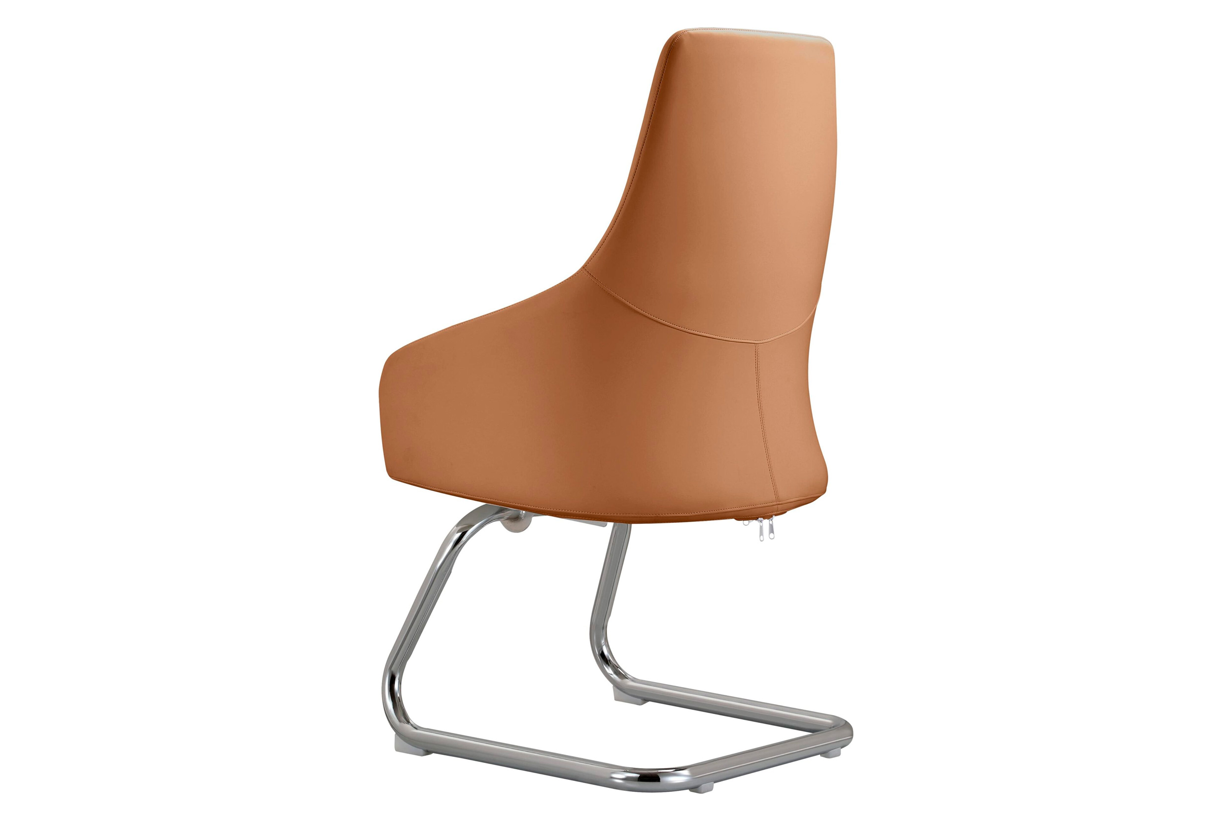 LeisureMod Celeste Modern Leather Conference Office Chair with Upholstered Seat and Armrest - Acorn Brown