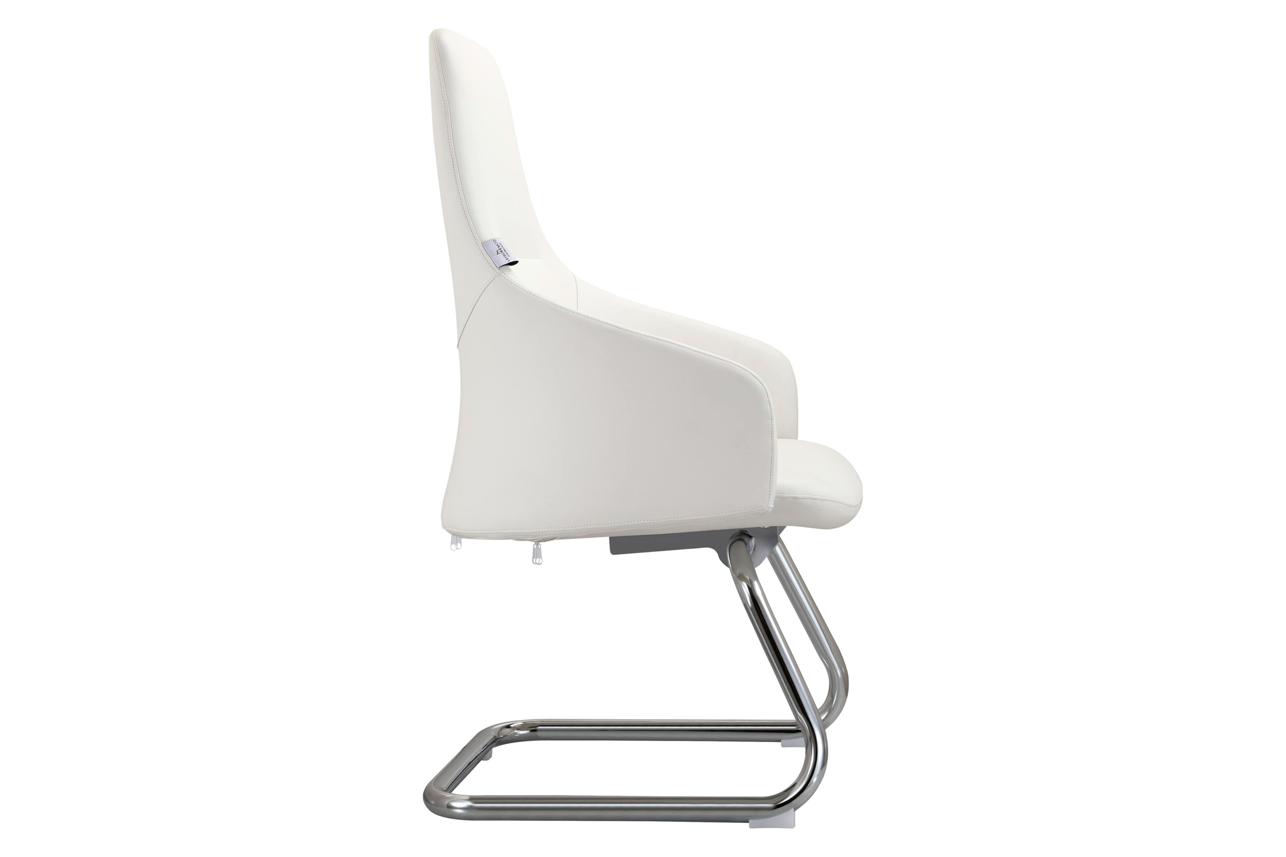 LeisureMod Celeste Modern Leather Conference Office Chair with Upholstered Seat and Armrest - White