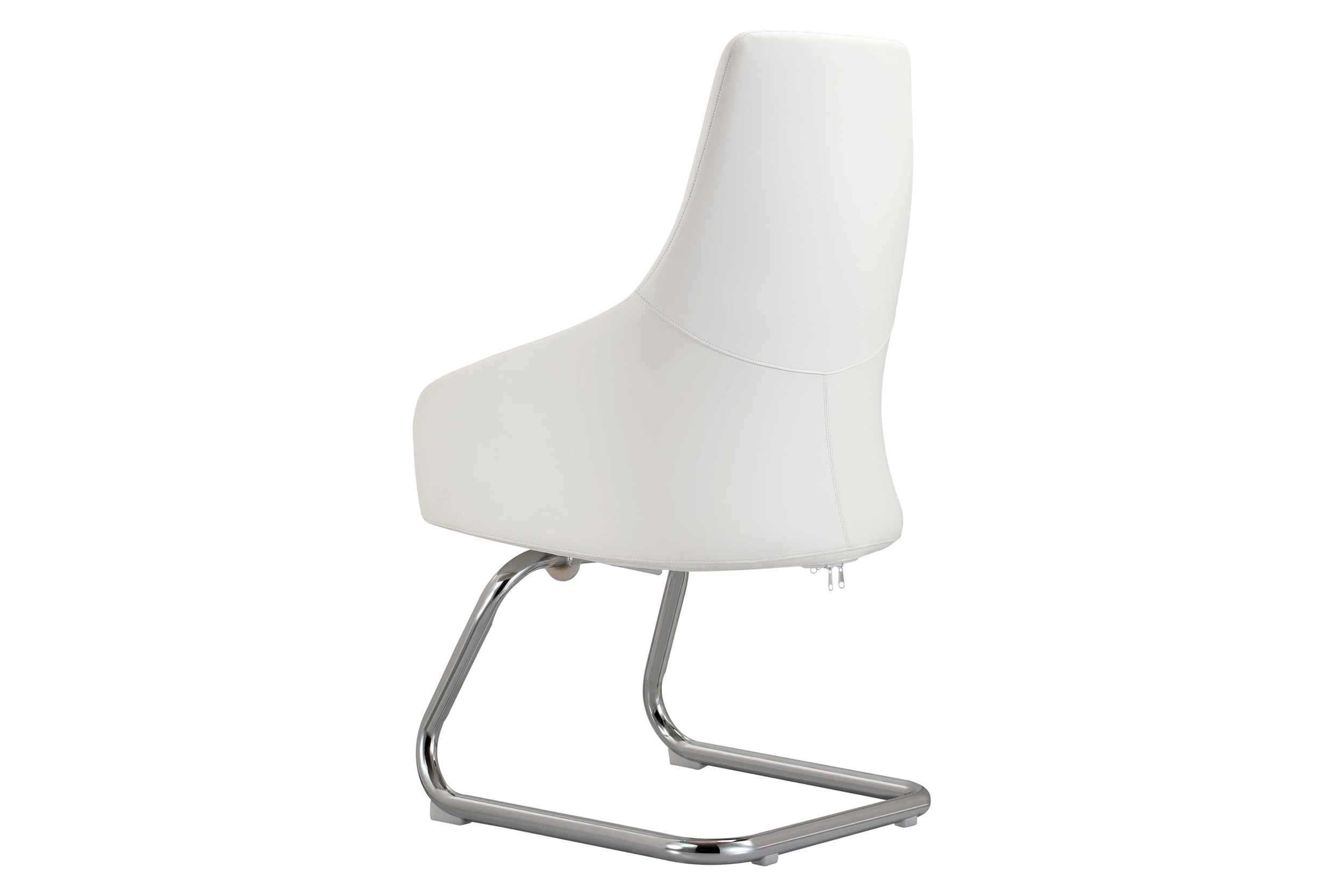 LeisureMod Celeste Modern Leather Conference Office Chair with Upholstered Seat and Armrest - White