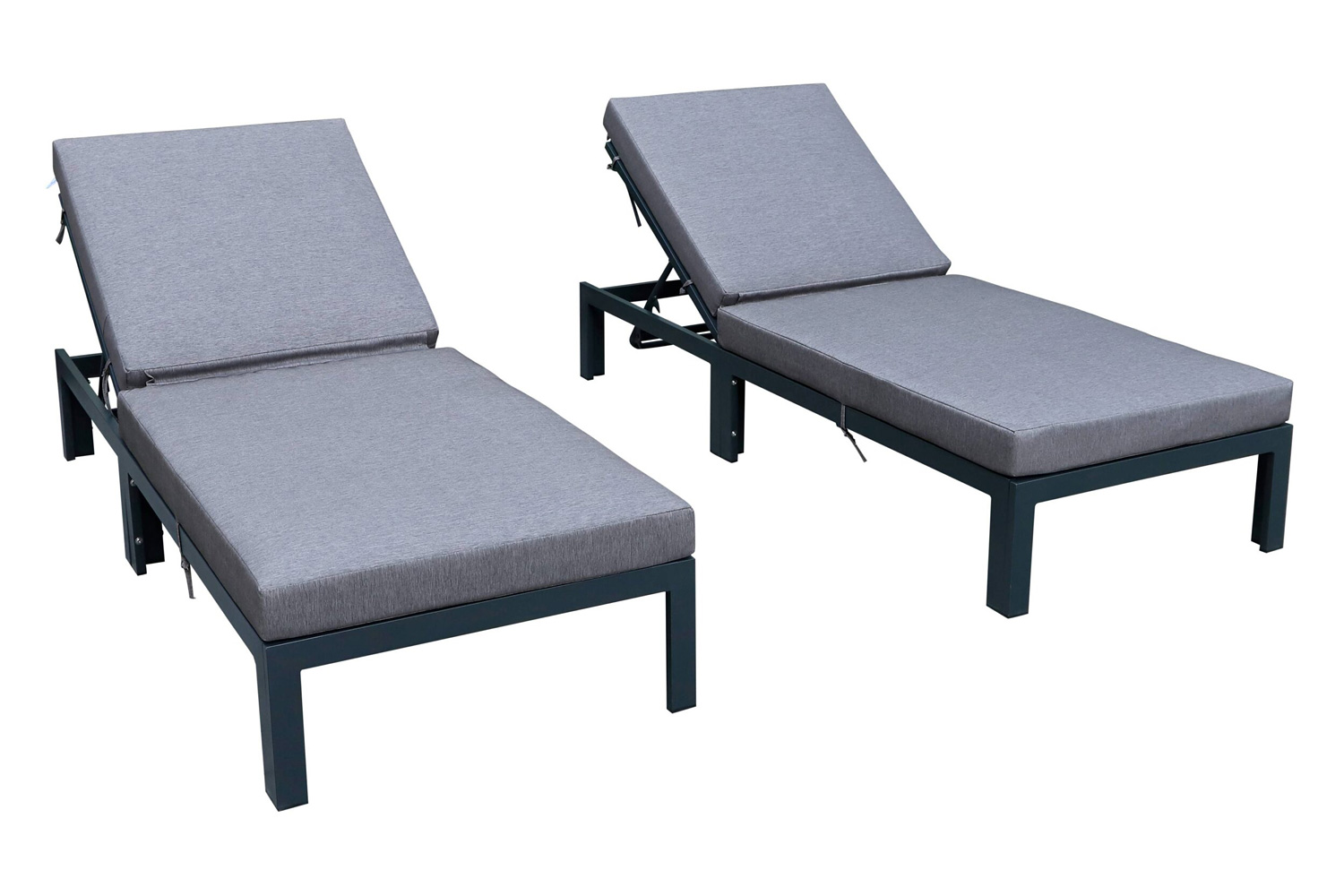 LeisureMod Chelsea Modern Outdoor Weathered Gray Chaise Lounge Chair with Cushions (Set Of 2)