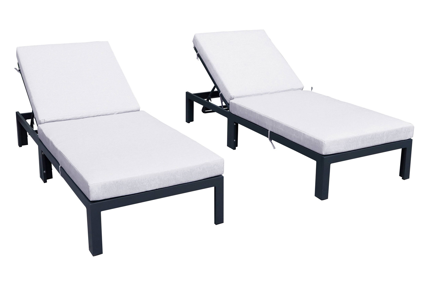 LeisureMod Chelsea Modern Outdoor Weathered Gray Chaise Lounge Chair with Cushions (Set Of 2)