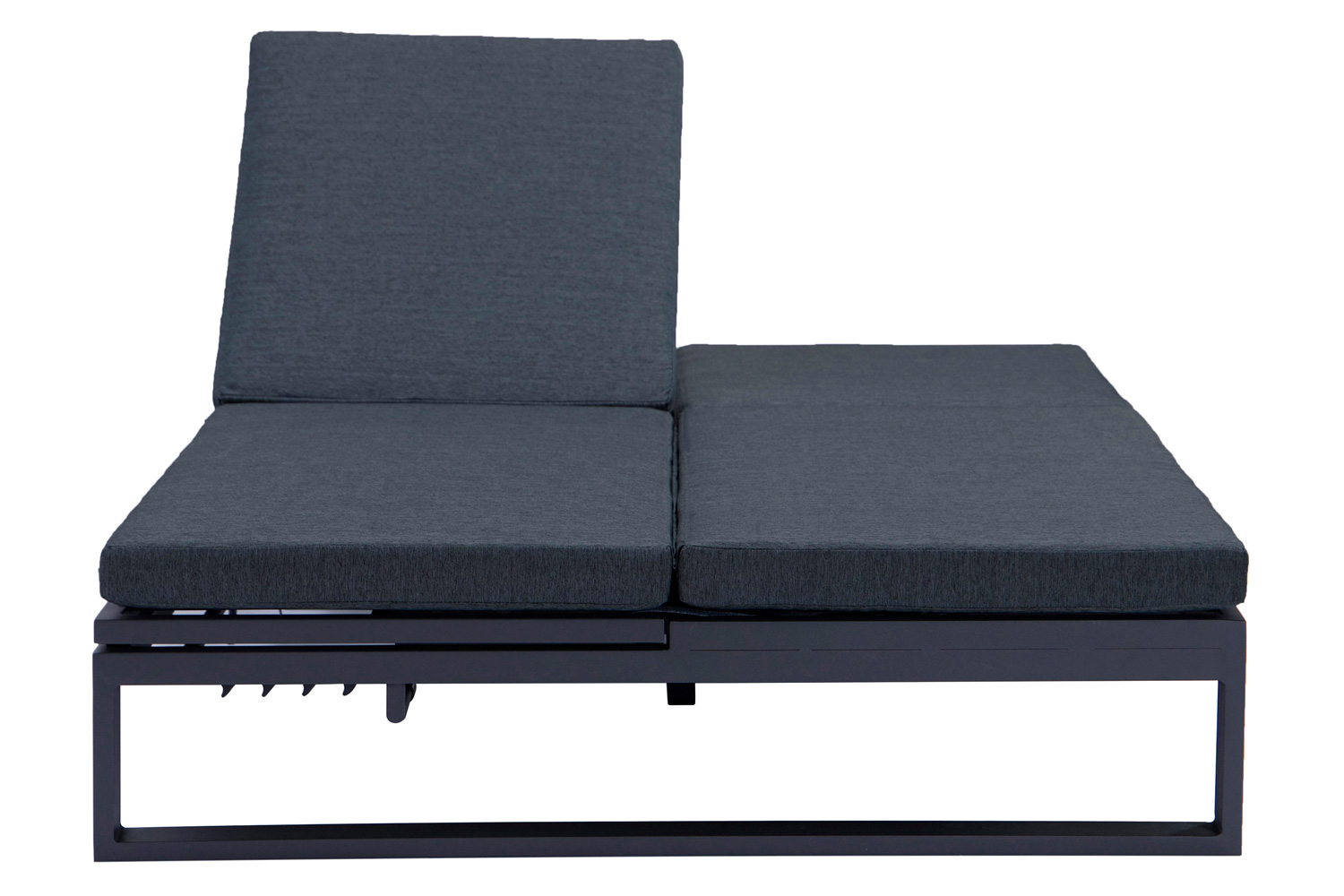 LeisureMod Chelsea Convertible Double Chaise Lounge Chair and Sofa with Cushions - Black, Black