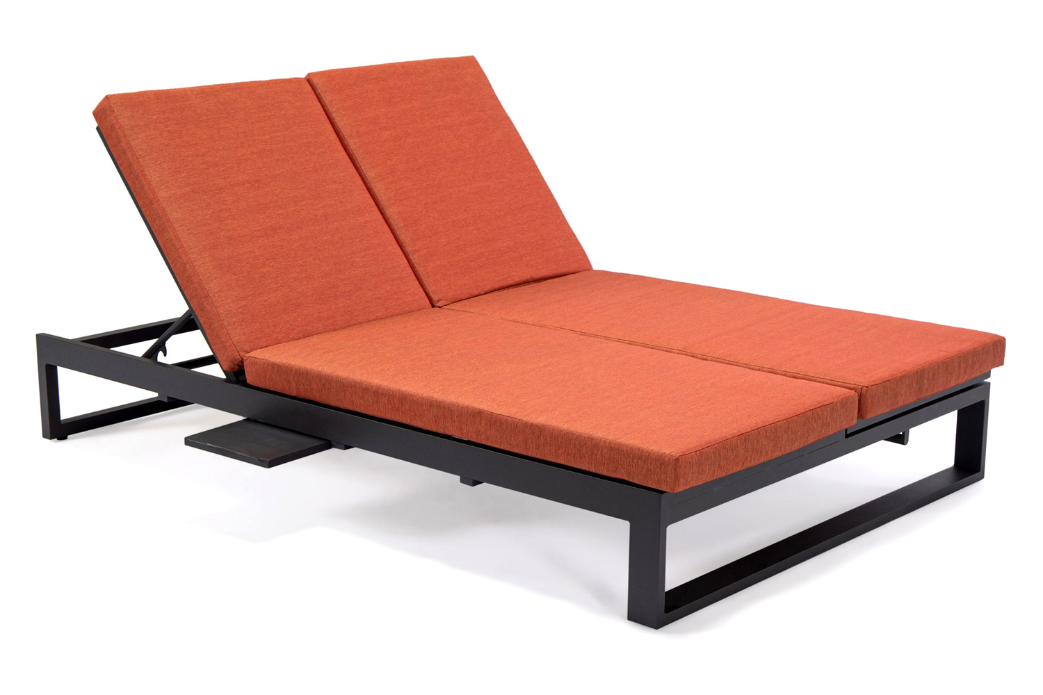 LeisureMod Chelsea Convertible Double Chaise Lounge Chair and Sofa with Cushions - Orange, Black