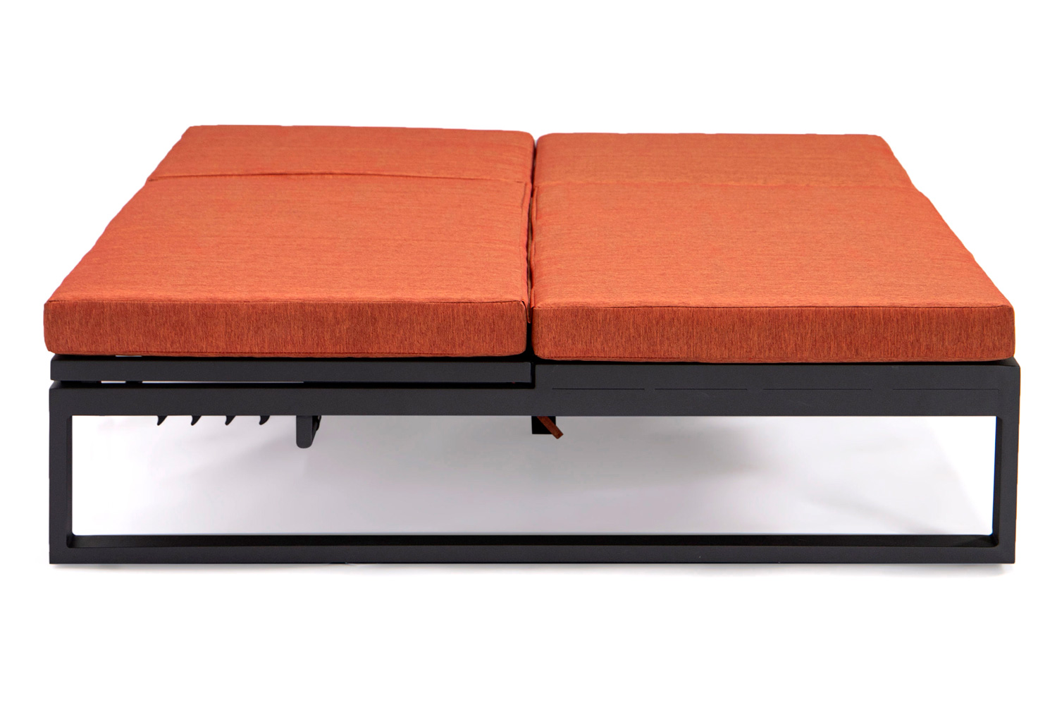 LeisureMod Chelsea Convertible Double Chaise Lounge Chair and Sofa with Cushions - Orange, Black