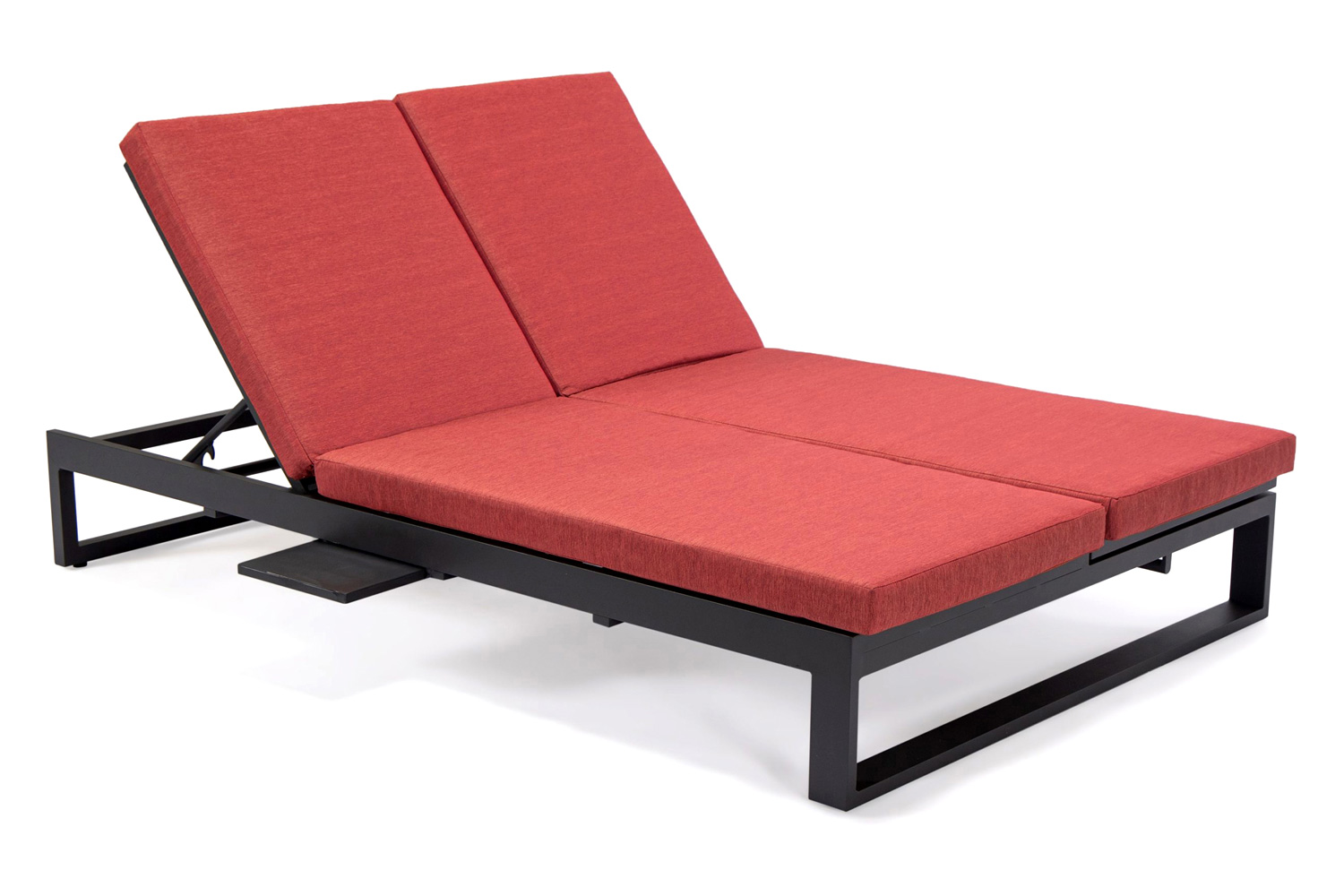 LeisureMod Chelsea Convertible Double Chaise Lounge Chair and Sofa with Cushions - Red, Black