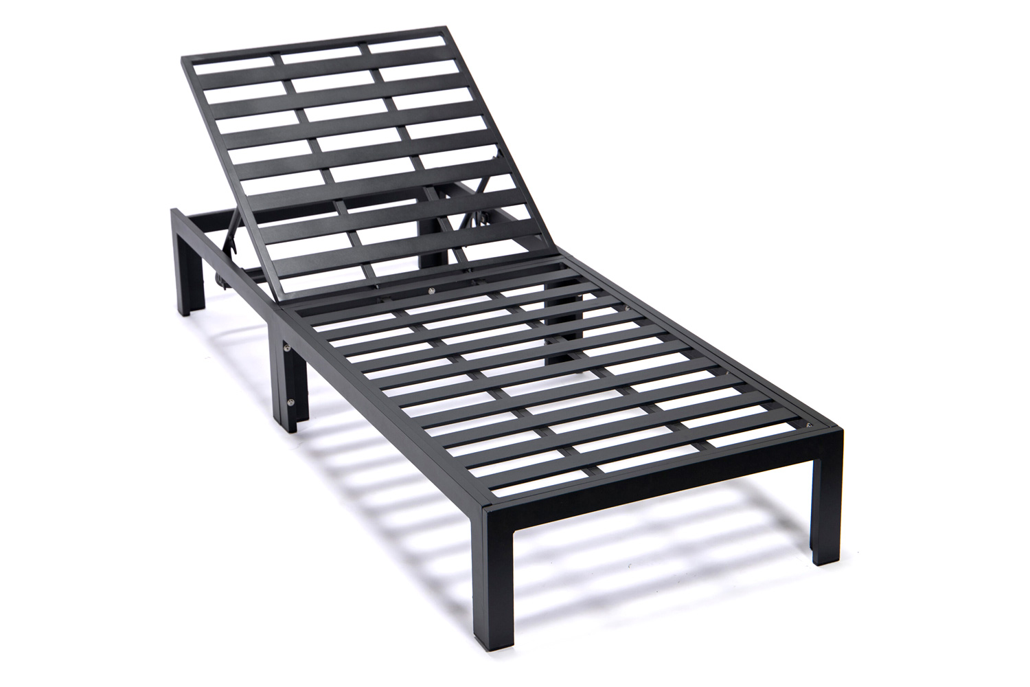 LeisureMod Chelsea Modern Outdoor Black Chaise Lounge Chair with Side Table and Cushions - Black