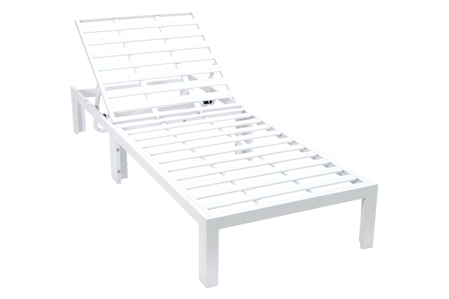 LeisureMod Chelsea Modern Outdoor White Chaise Lounge Chair with Side Table and Cushions - Blue