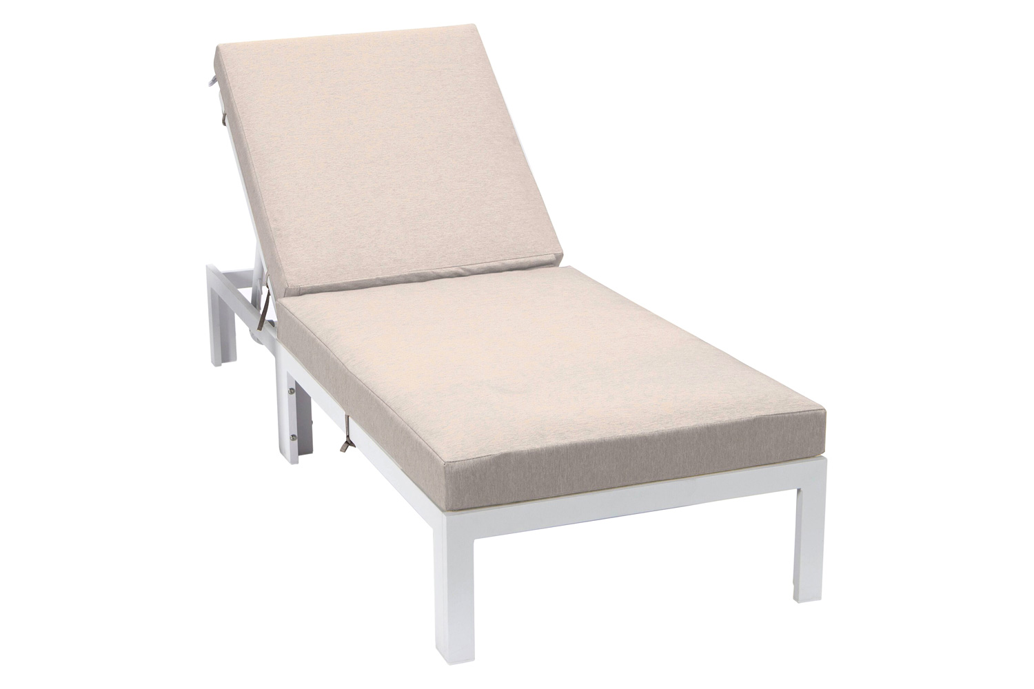 LeisureMod Chelsea Modern Outdoor Weathered Gray Chaise Lounge Chair with Cushions