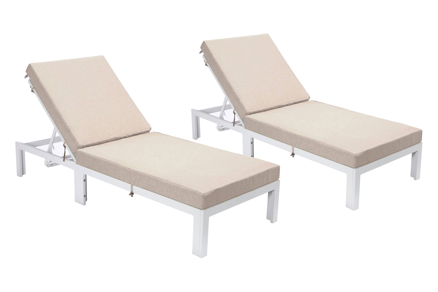 LeisureMod Chelsea Modern Outdoor Weathered Gray Chaise Lounge Chair with Cushions (Set Of 2)